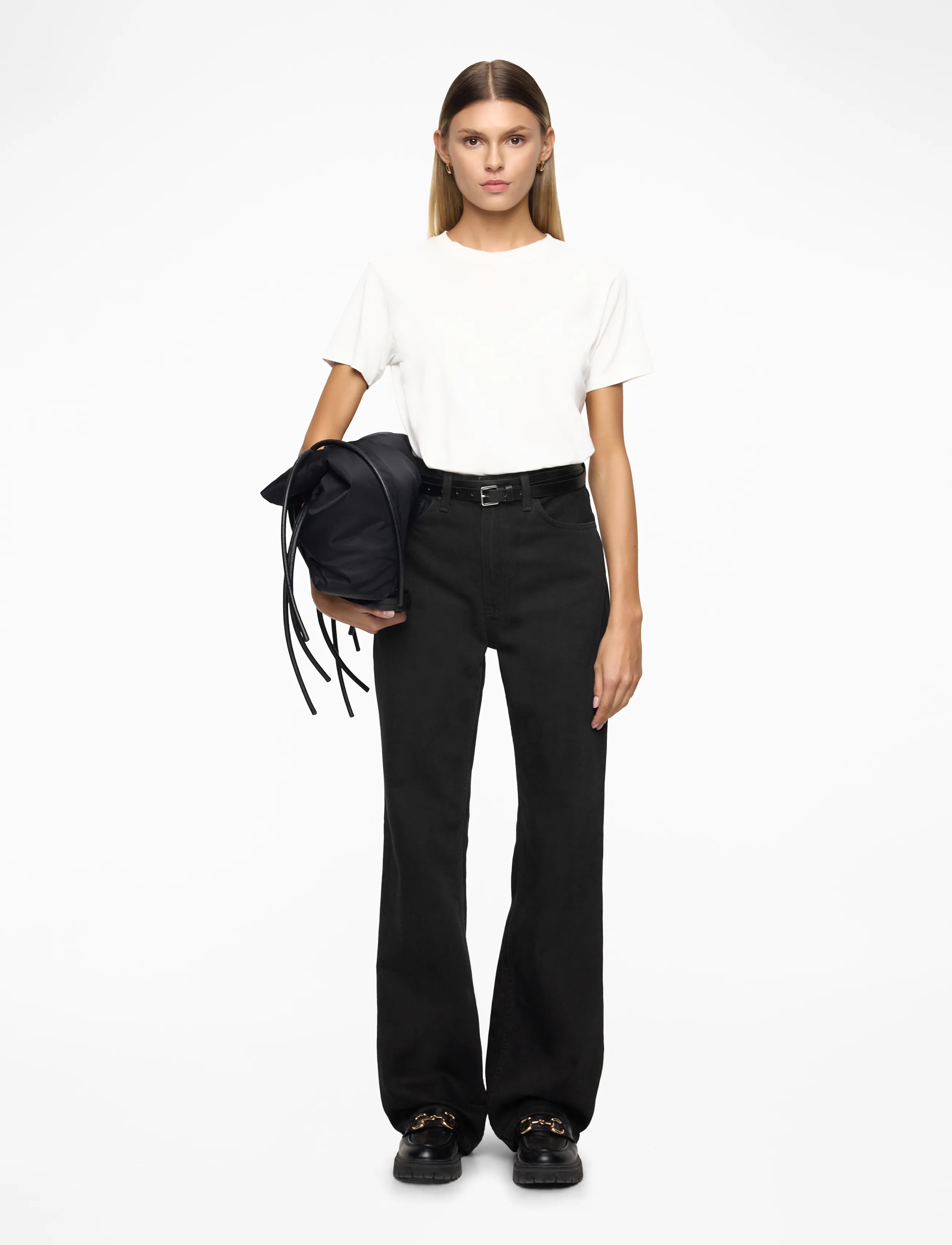 Nudie Jeans - Clean Eileen Smooth Black - hosen mit weitem bein - smooth black - 2
