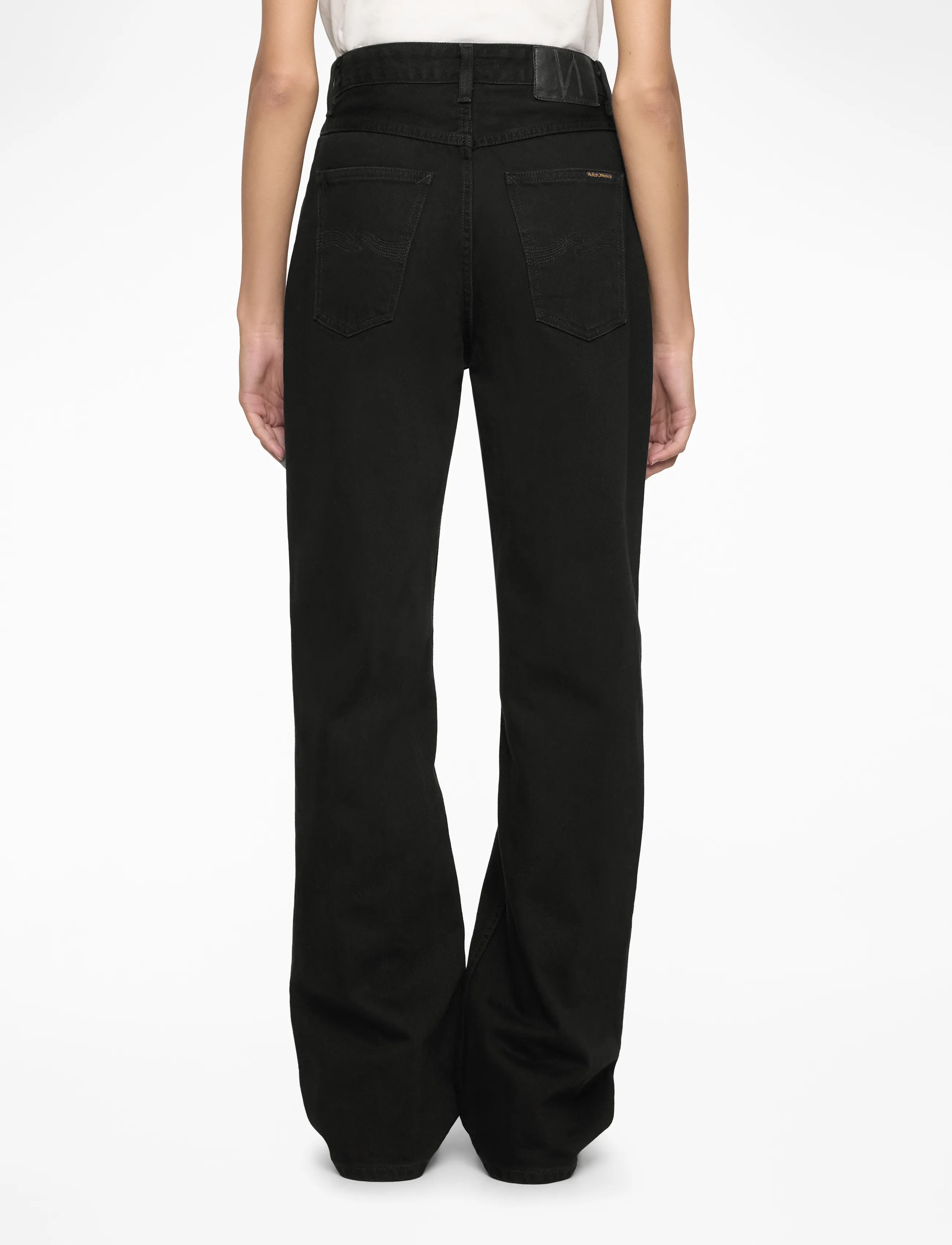 Nudie Jeans - Clean Eileen Smooth Black - hosen mit weitem bein - smooth black - 4