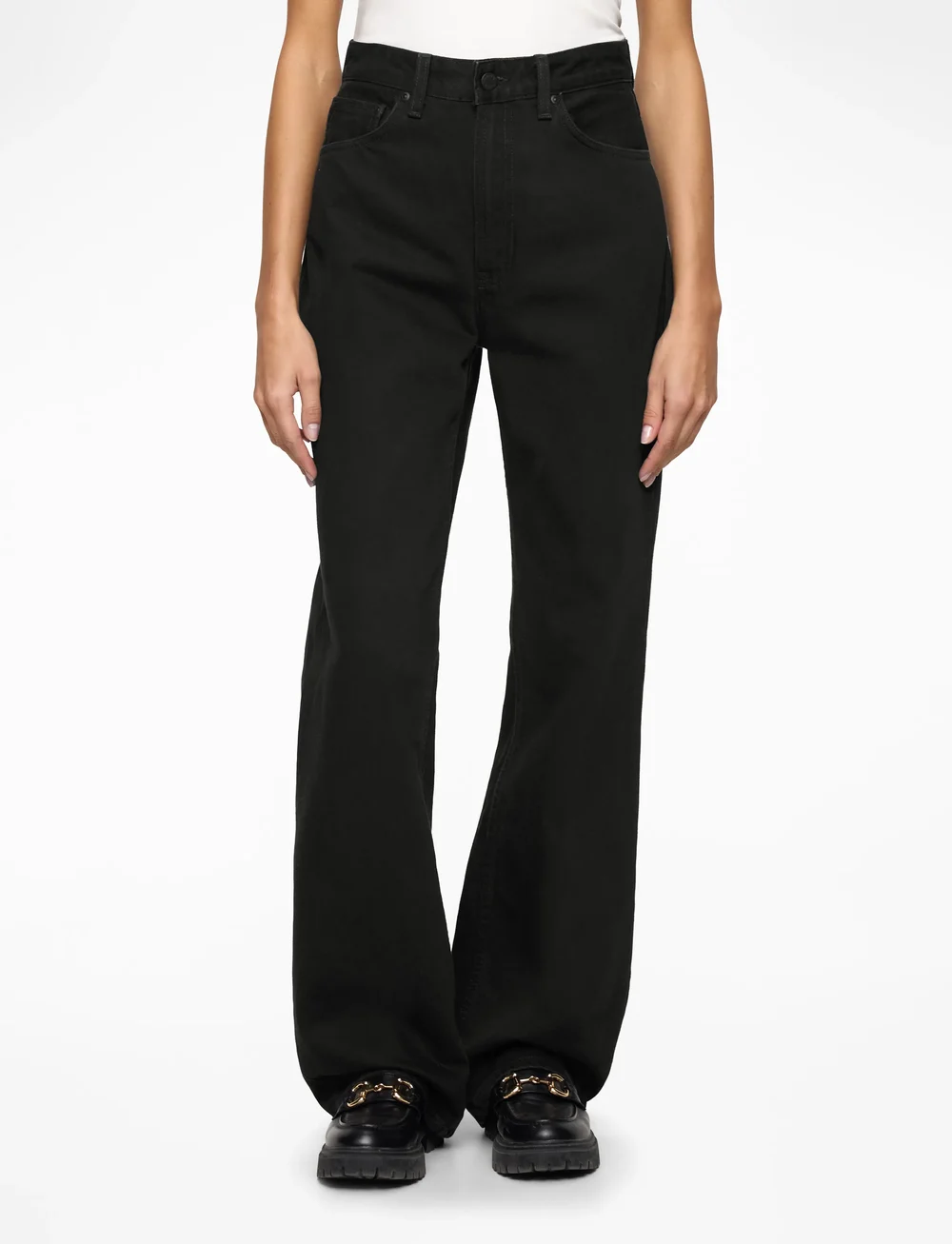 Nudie Jeans - Clean Eileen Smooth Black - hosen mit weitem bein - smooth black - 0