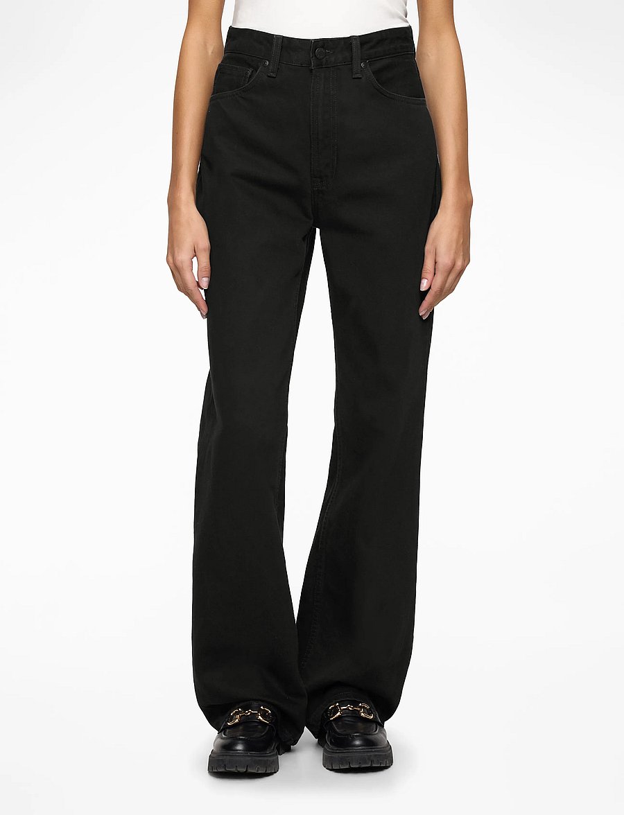 Nudie Jeans - Clean Eileen Smooth Black - hosen mit weitem bein - smooth black - 0