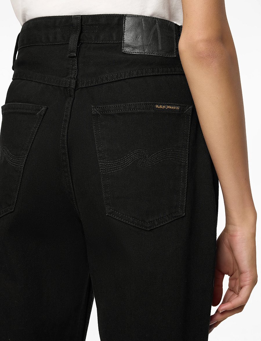 Nudie Jeans - Clean Eileen Smooth Black - hosen mit weitem bein - smooth black - 5