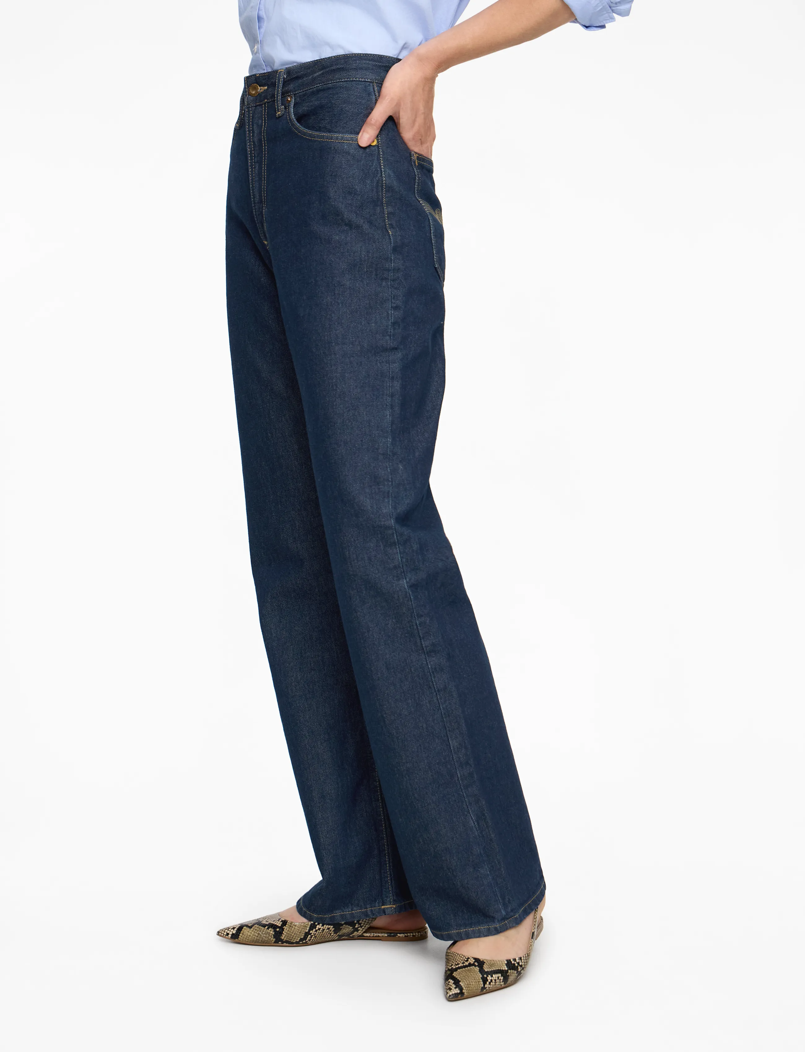 Nudie Jeans - Clean Eileen Classic Blue - hosen mit weitem bein - classic blue - 4