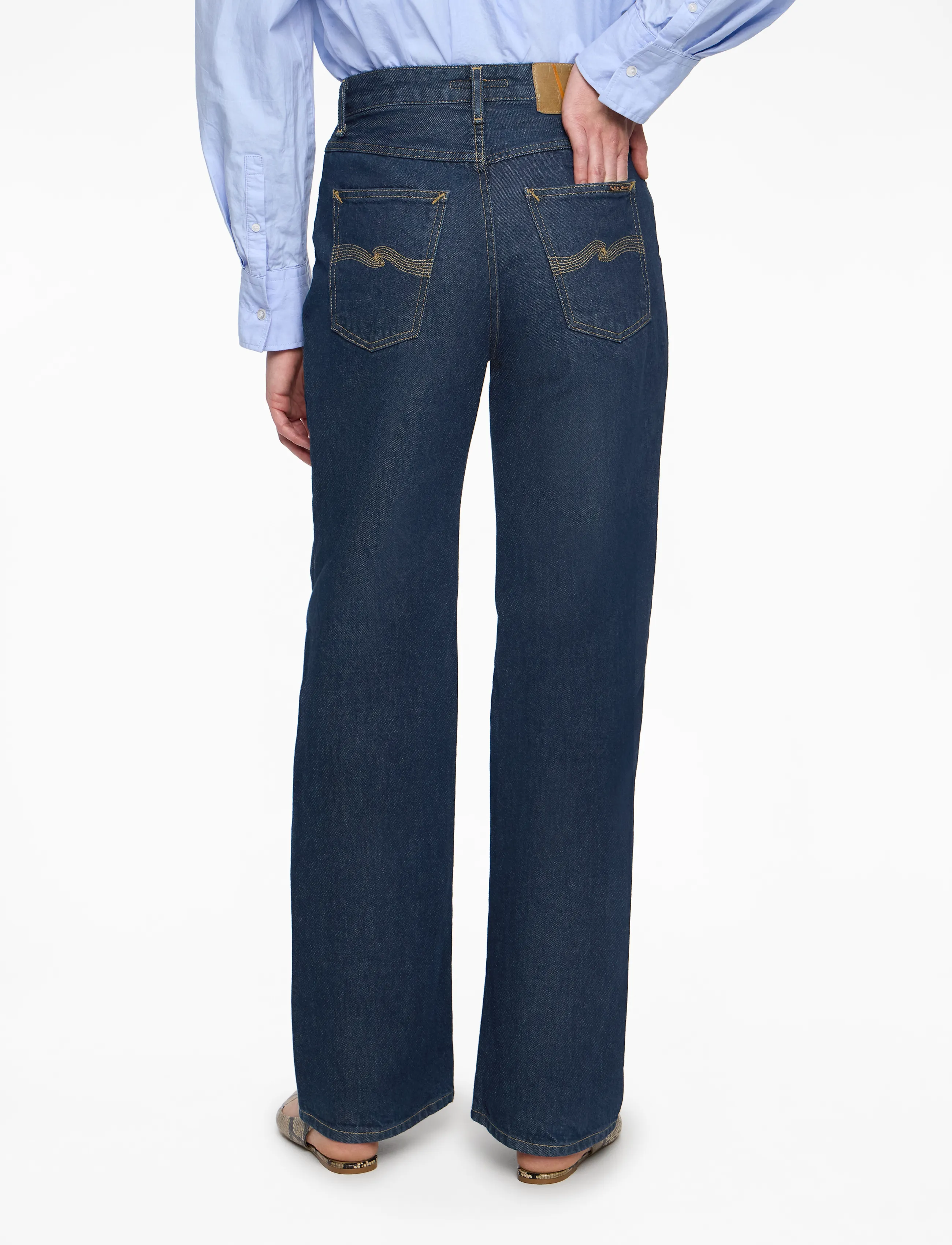Nudie Jeans - Clean Eileen Classic Blue - hosen mit weitem bein - classic blue - 5