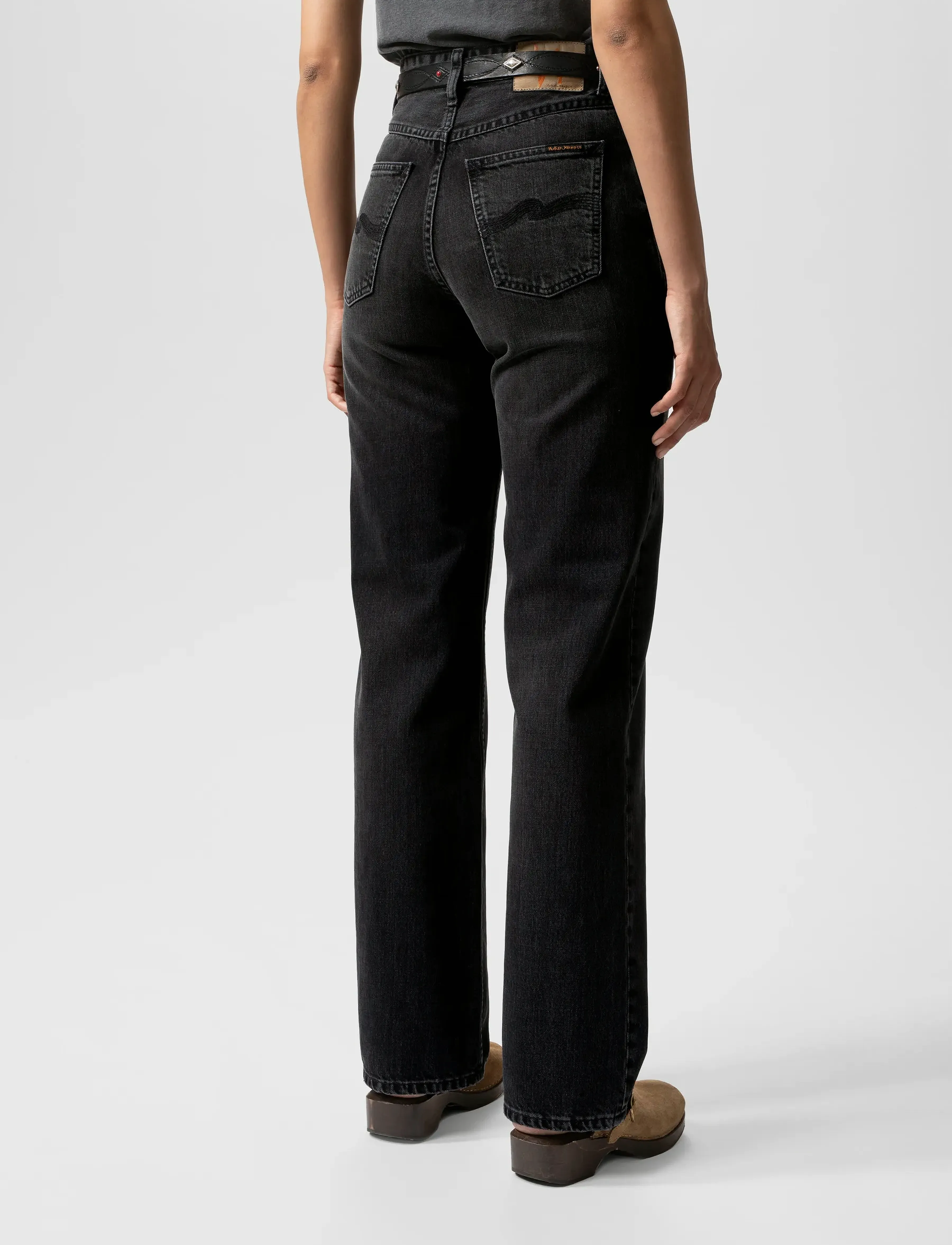 Nudie Jeans - Clean Eileen Black Crosshatch - straight jeans - black crosshatch - 4