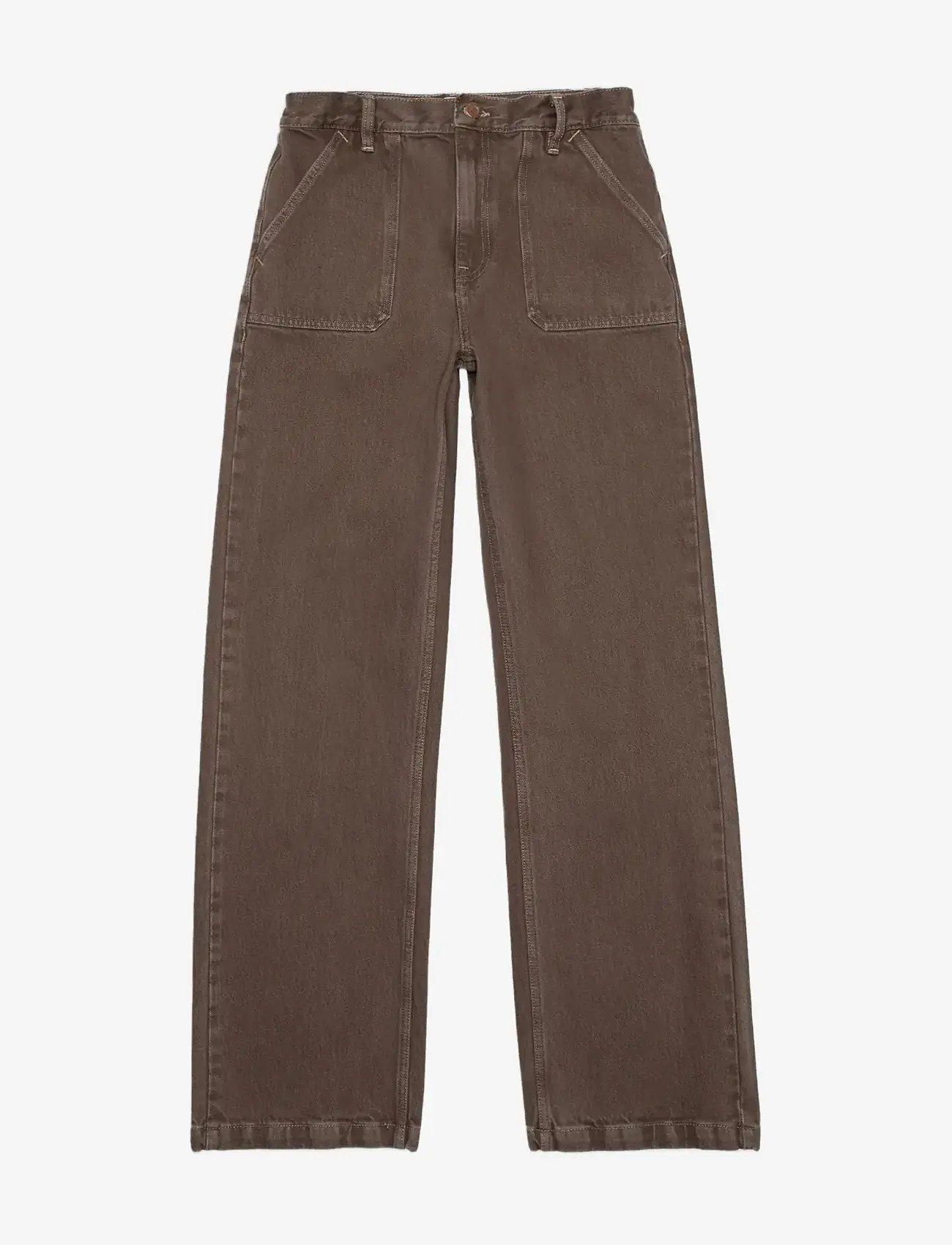 Nudie Jeans - Asta Workwear Pants Brown - raka byxor - brown - 1