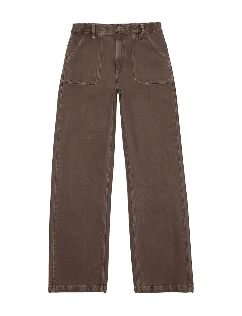 Nudie Jeans - Asta Workwear Pants Brown - raka byxor - brown - 1