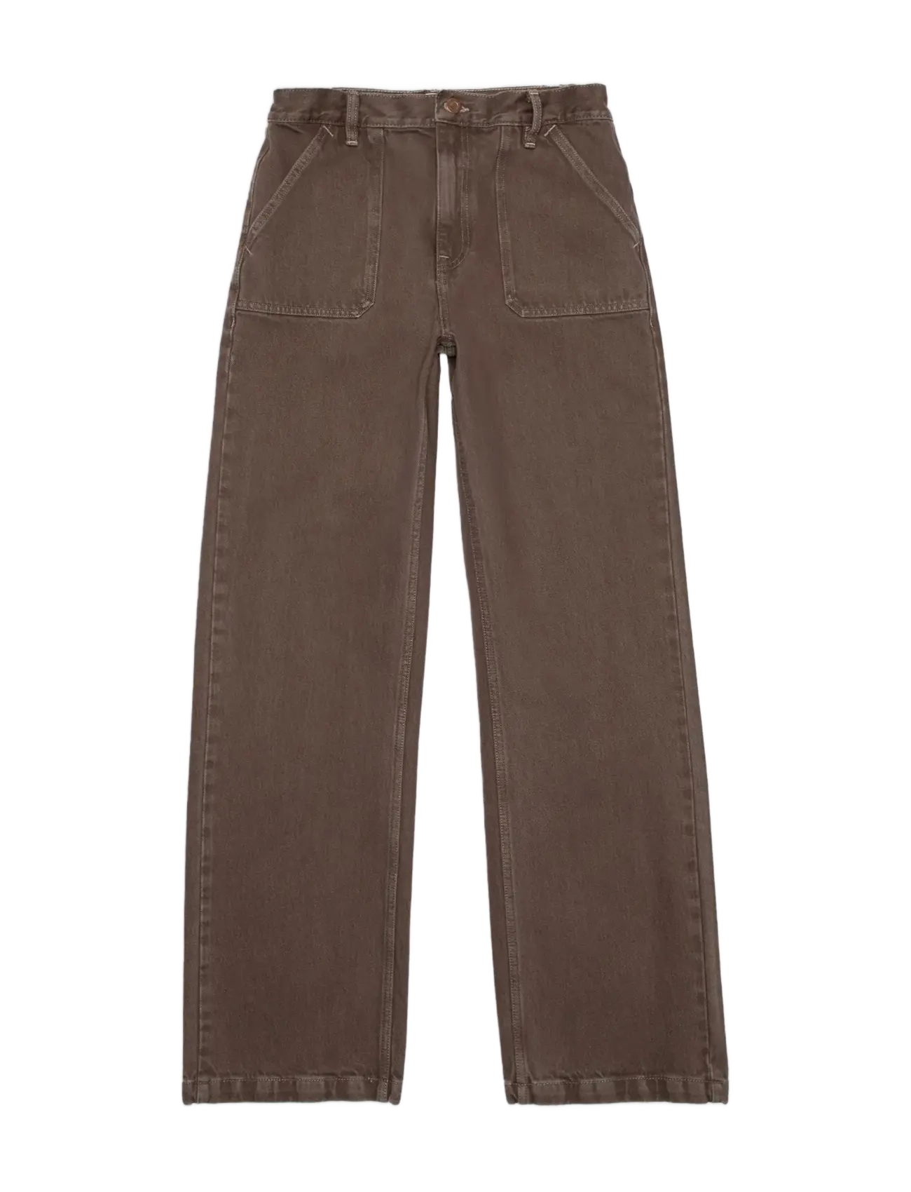 Nudie Jeans - Asta Workwear Pants Brown - raka byxor - brown - 1