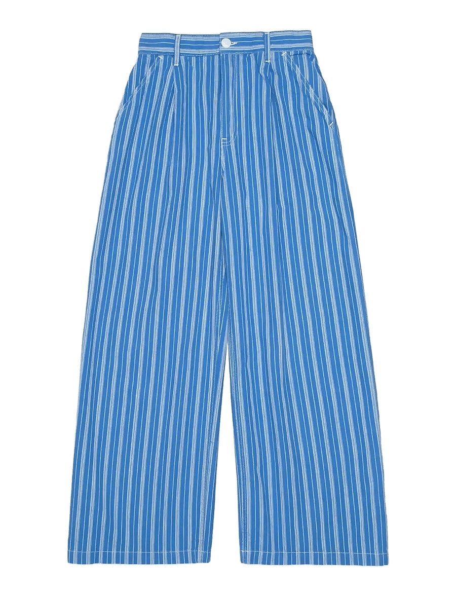 Nudie Jeans - Gullan Pants Striped - hosen mit weitem bein - blue/offwhite - 1