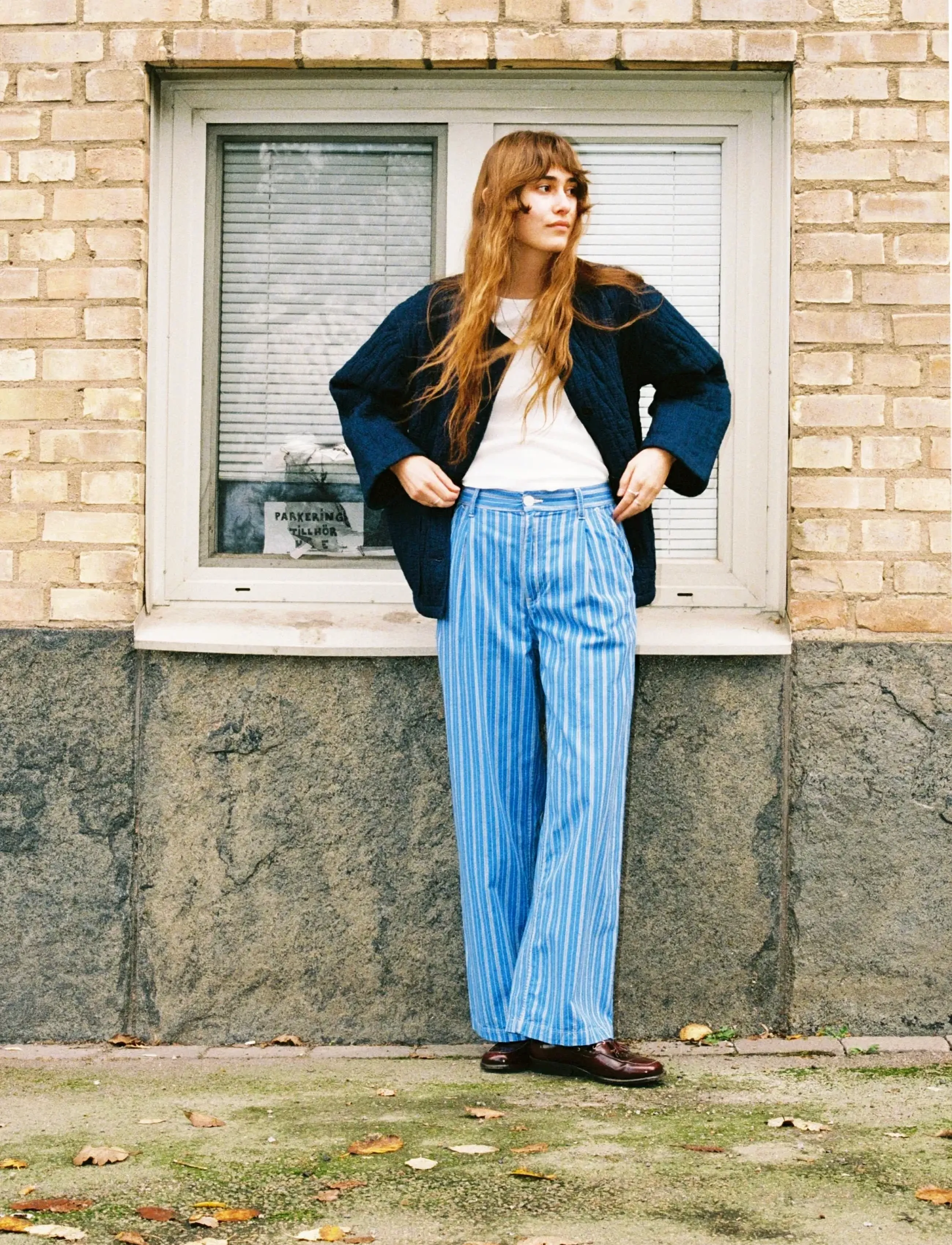 Nudie Jeans Gullan Pants Striped - Uus - BLUE/OFFWHITE / blue