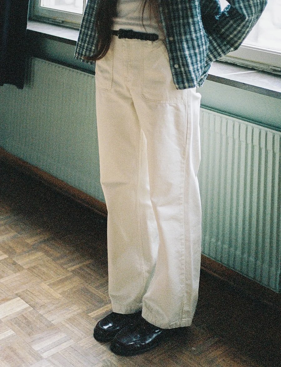 Nudie Jeans - Asta Workwear Pants Ivory - hosen mit weitem bein - ivory - 3