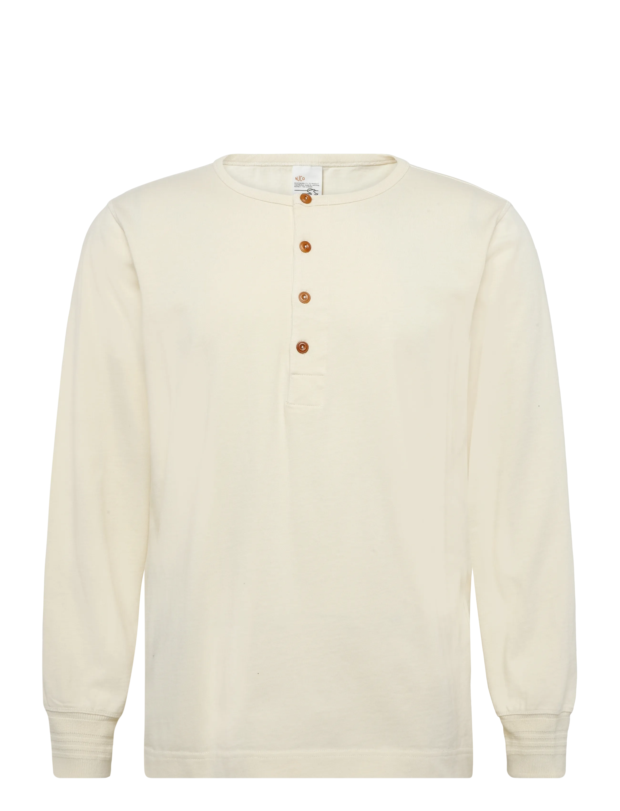 Nudie Jeans LS Henley Ecru - Langärmlige Strick-Polohemden - ECRU / cream