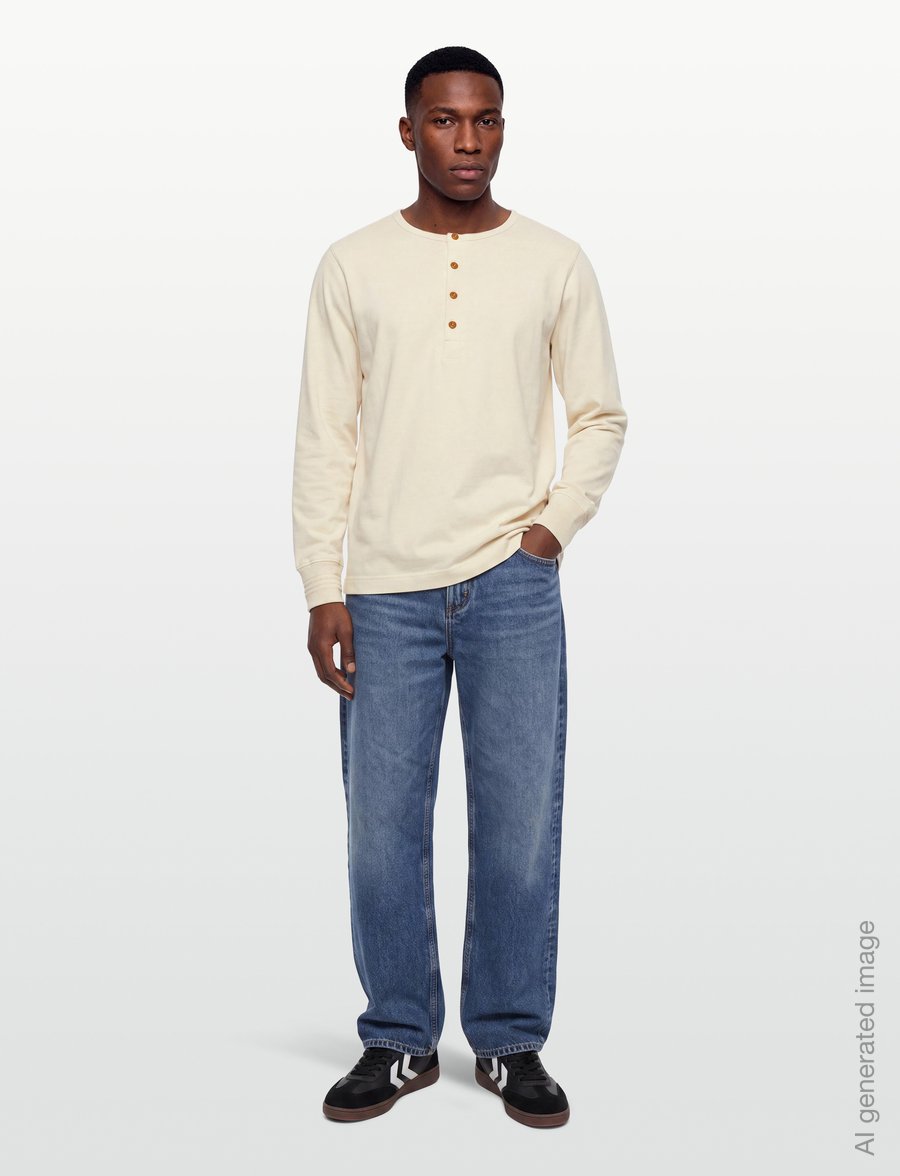 Nudie Jeans - LS Henley Ecru - långärmade t-shirts - ecru - 0
