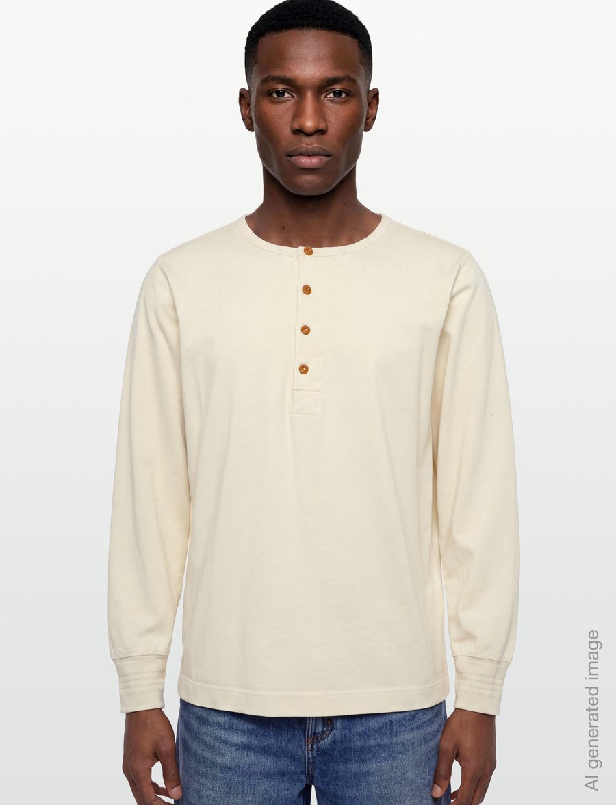 Nudie Jeans - LS Henley Ecru - långärmade t-shirts - ecru - 3
