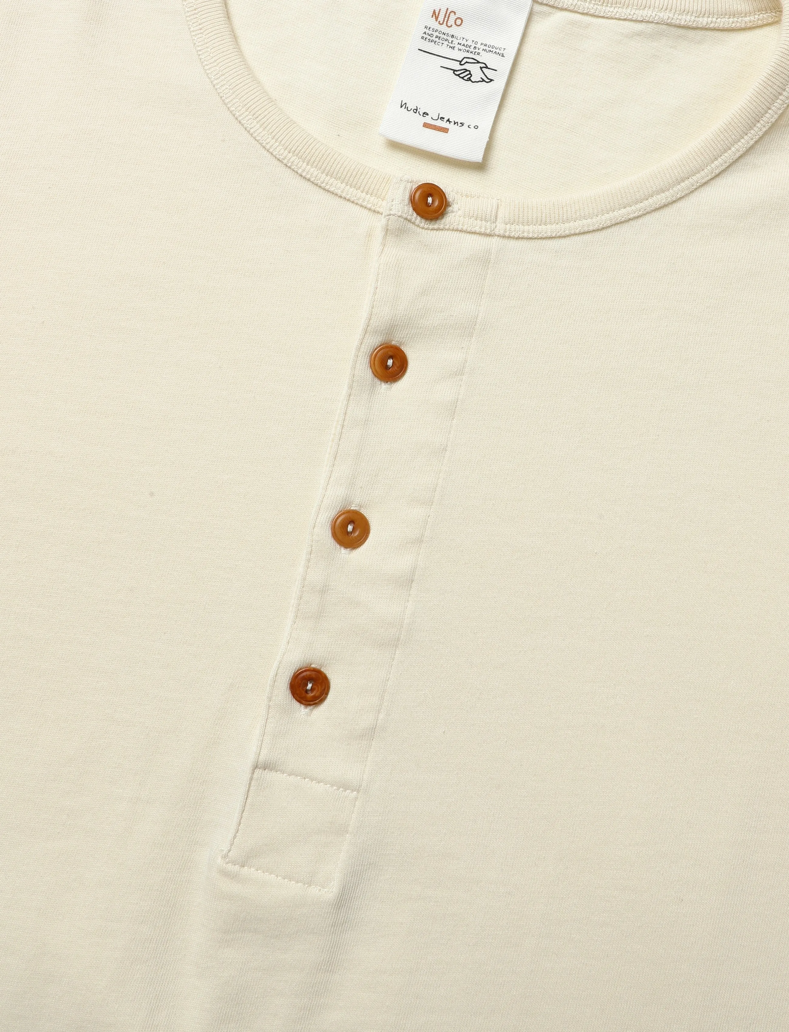 Nudie Jeans - LS Henley Ecru - ecru - 5