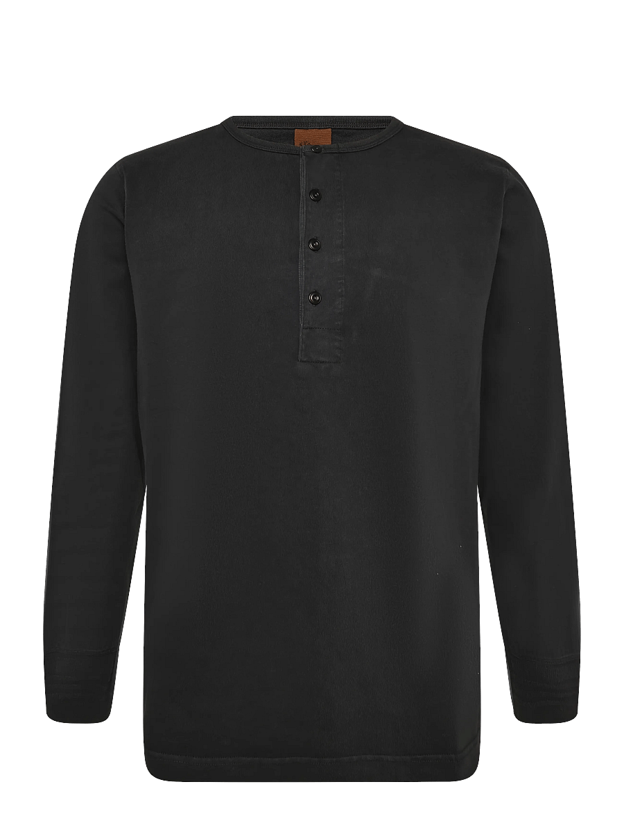 Nudie Jeans - LS Henley Washed Antracite - långärmade t-shirts - antracite - 1