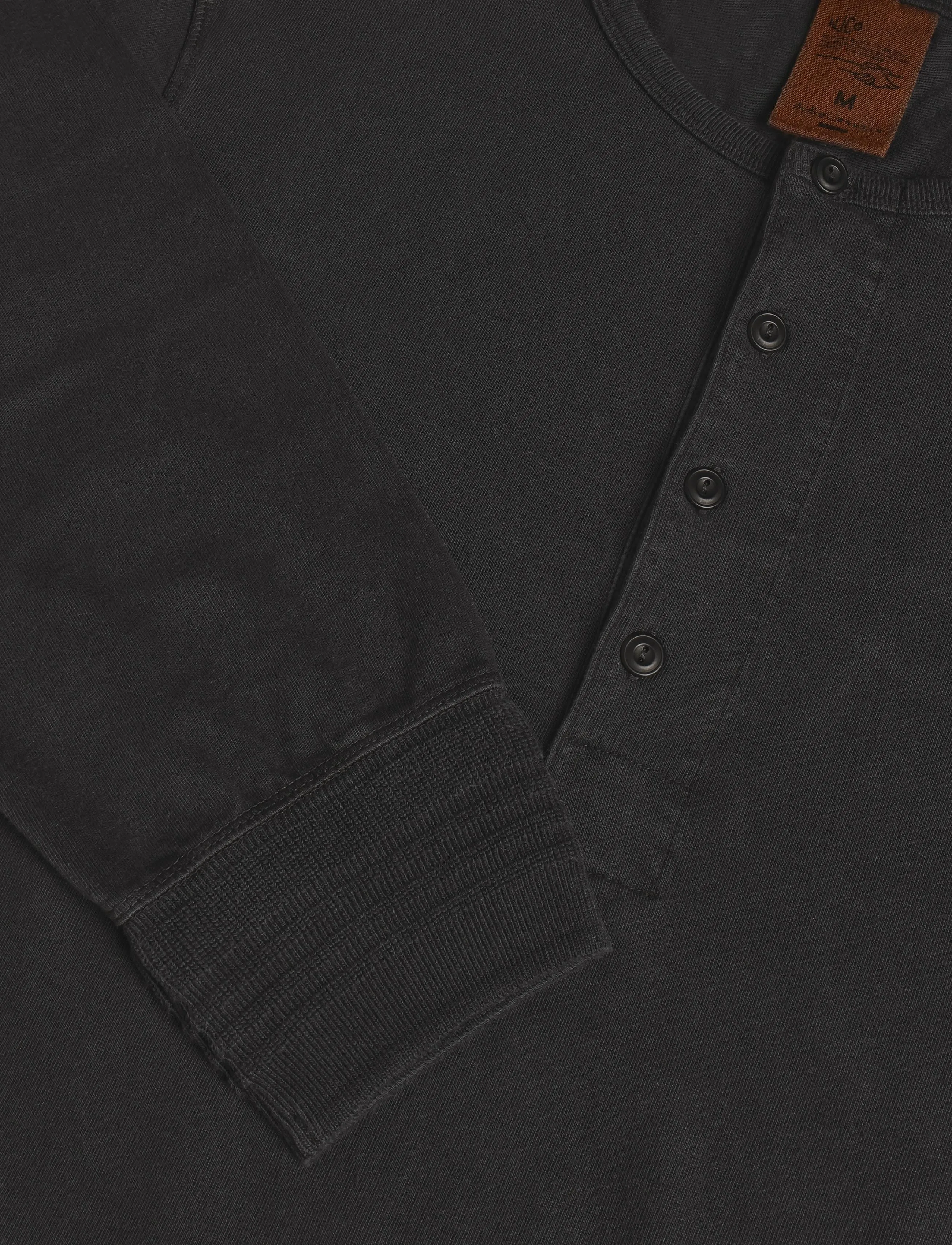 Nudie Jeans - LS Henley Washed Antracite - långärmade t-shirts - antracite - 4