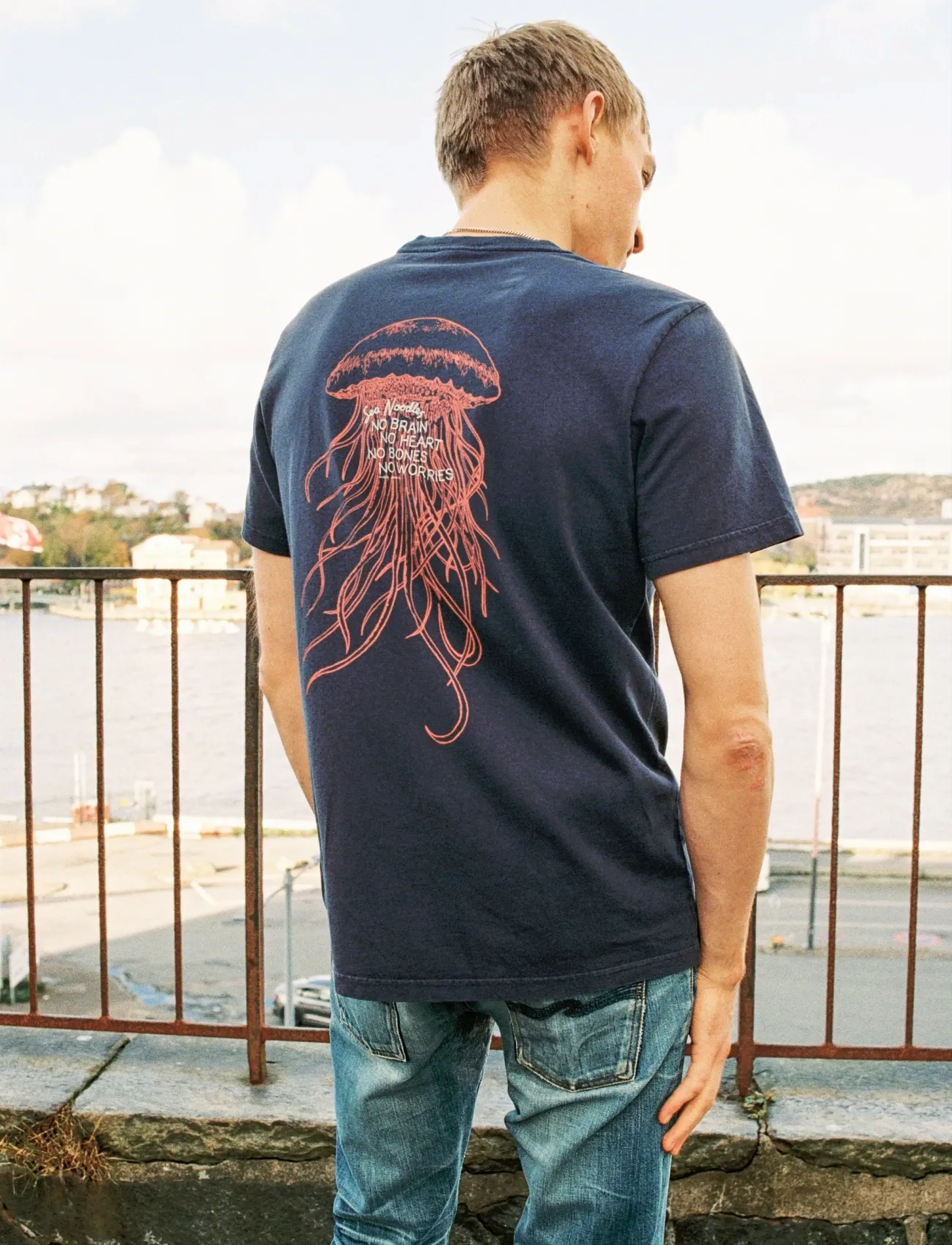 Nudie Jeans - Roy Sea Noodles T-Shirt Dark Blue - t-shirts à manches courtes - dark blue - 3