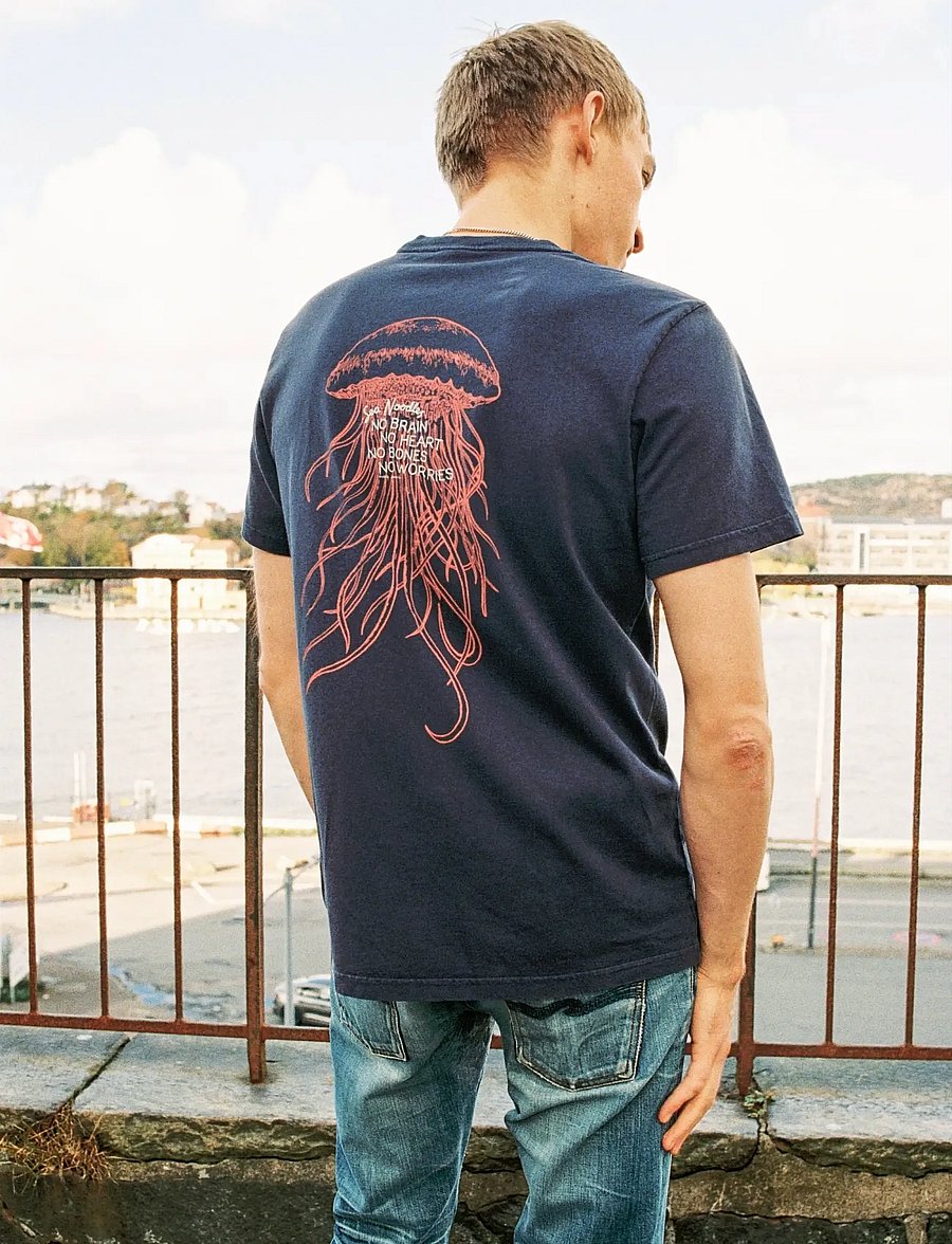 Nudie Jeans - Roy Sea Noodles T-Shirt Dark Blue - t-shirts à manches courtes - dark blue - 3