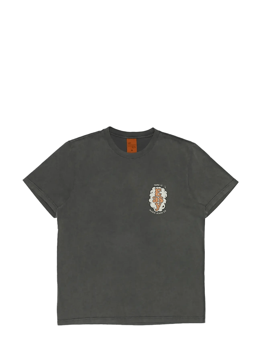 Nudie Jeans - Roy T-Shirt Easy Cloud Antracite - kurzärmelige t-shirts - antracite - 0