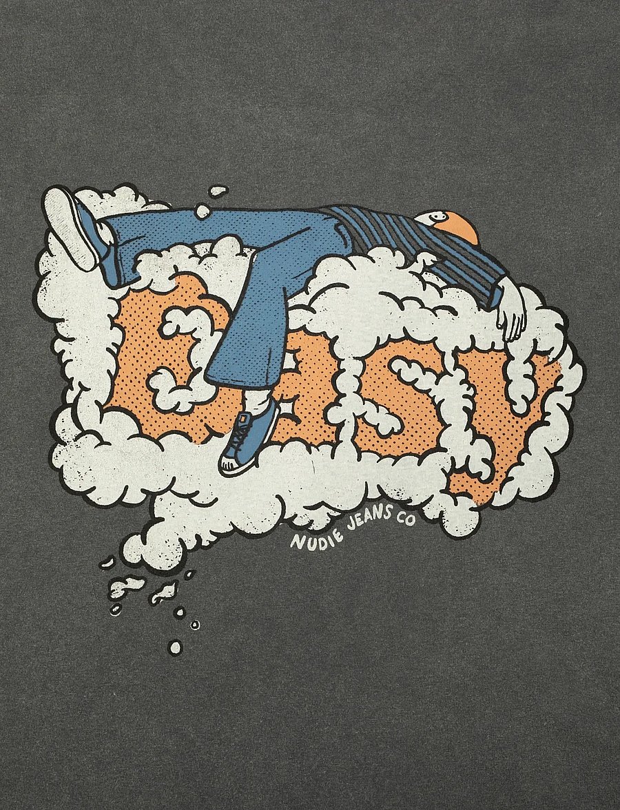 Nudie Jeans - Roy T-Shirt Easy Cloud Antracite - kurzärmelige t-shirts - antracite - 2