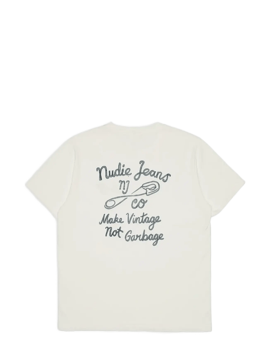 Nudie Jeans - Roy T-Shirt NJCO Pin Chalk White - stutterma bolir - chalk white - 1