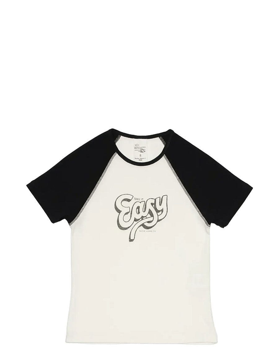 Nudie Jeans - Eve T-Shirt Take It Easy Offwhite/Black - t-shirts - offwhite/black - 1