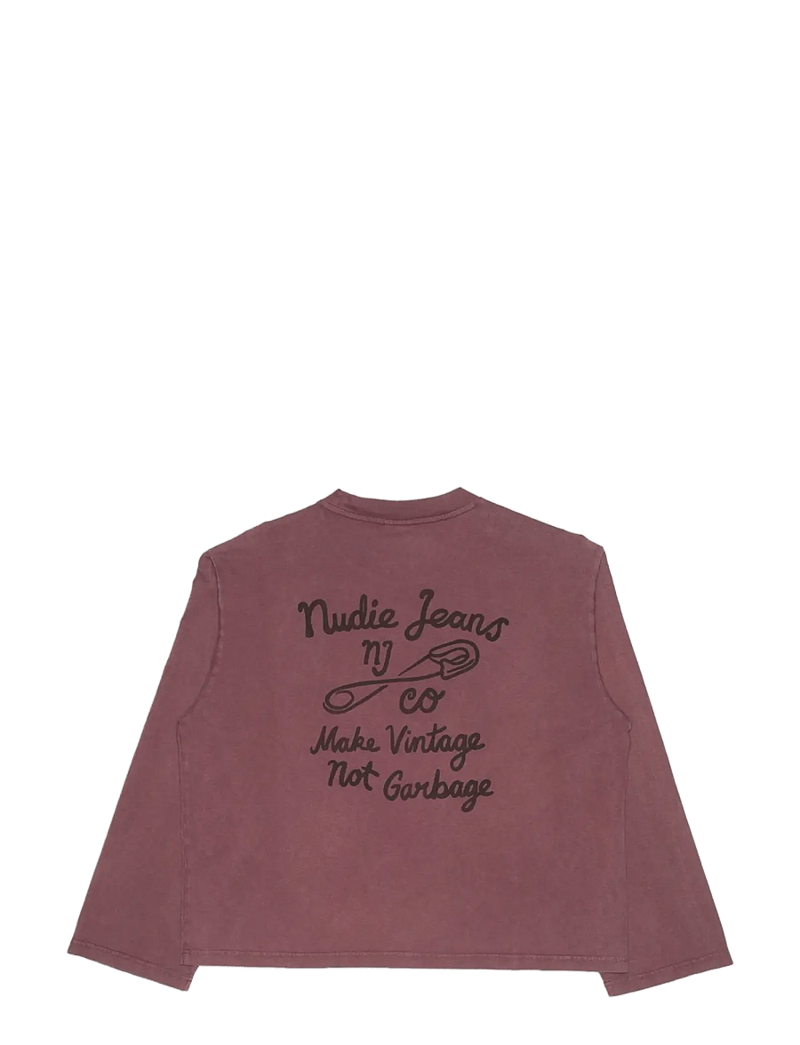 Nudie Jeans - Kariita T-Shirt NJCO Pin Burgundy - langärmlige tops - burgundy - 1