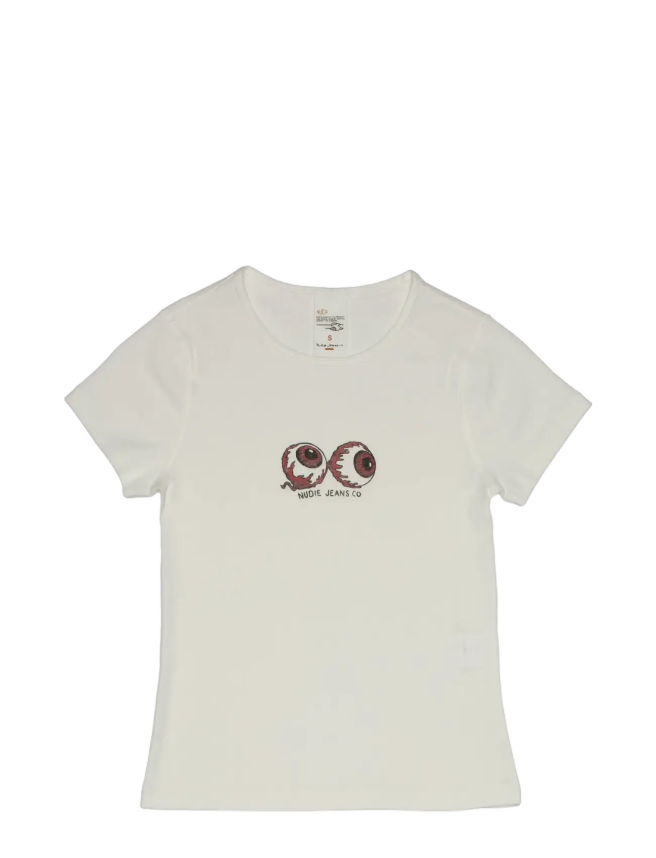 Nudie Jeans Eve T-Shirt Eyeballs Offwhite - Kleidung - OFFWHITE / white