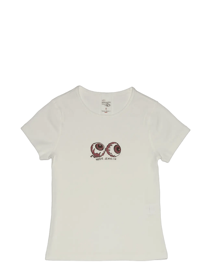 Nudie Jeans - Eve T-Shirt Eyeballs Offwhite - t-shirts - offwhite - 1