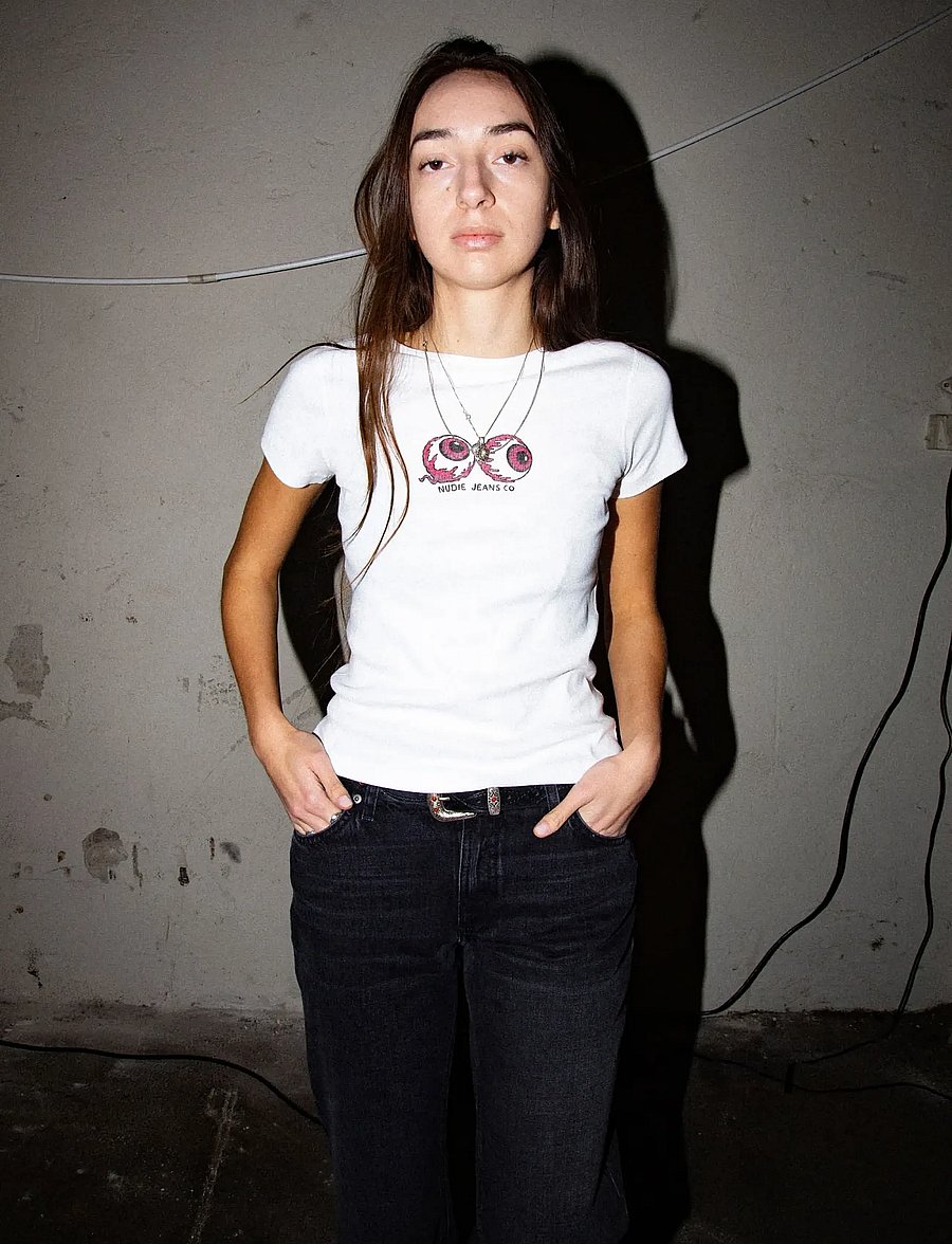 Nudie Jeans - Eve T-Shirt Eyeballs Offwhite - t-shirts - offwhite - 0