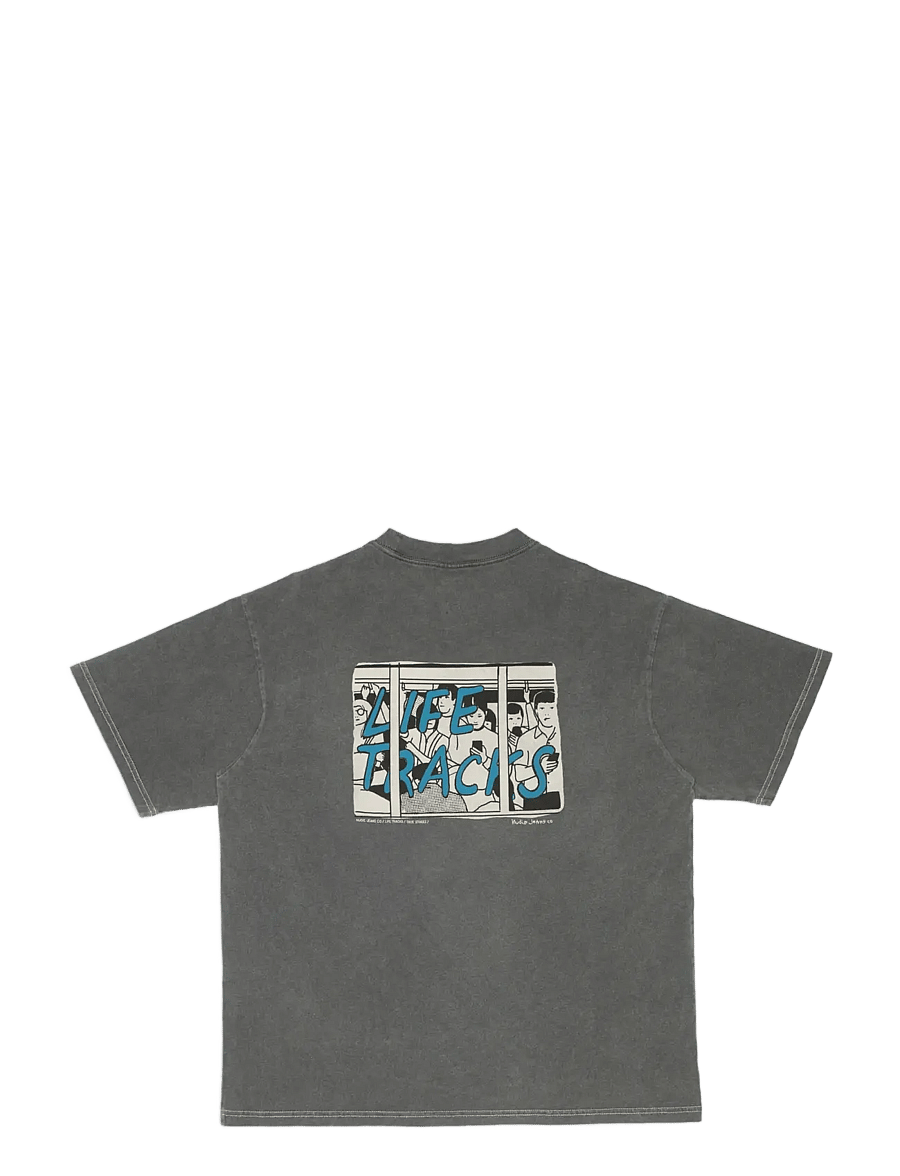Nudie Jeans - Koffe T-Shirt LifeTracks III Antracite - short-sleeved t-shirts - antracite - 2
