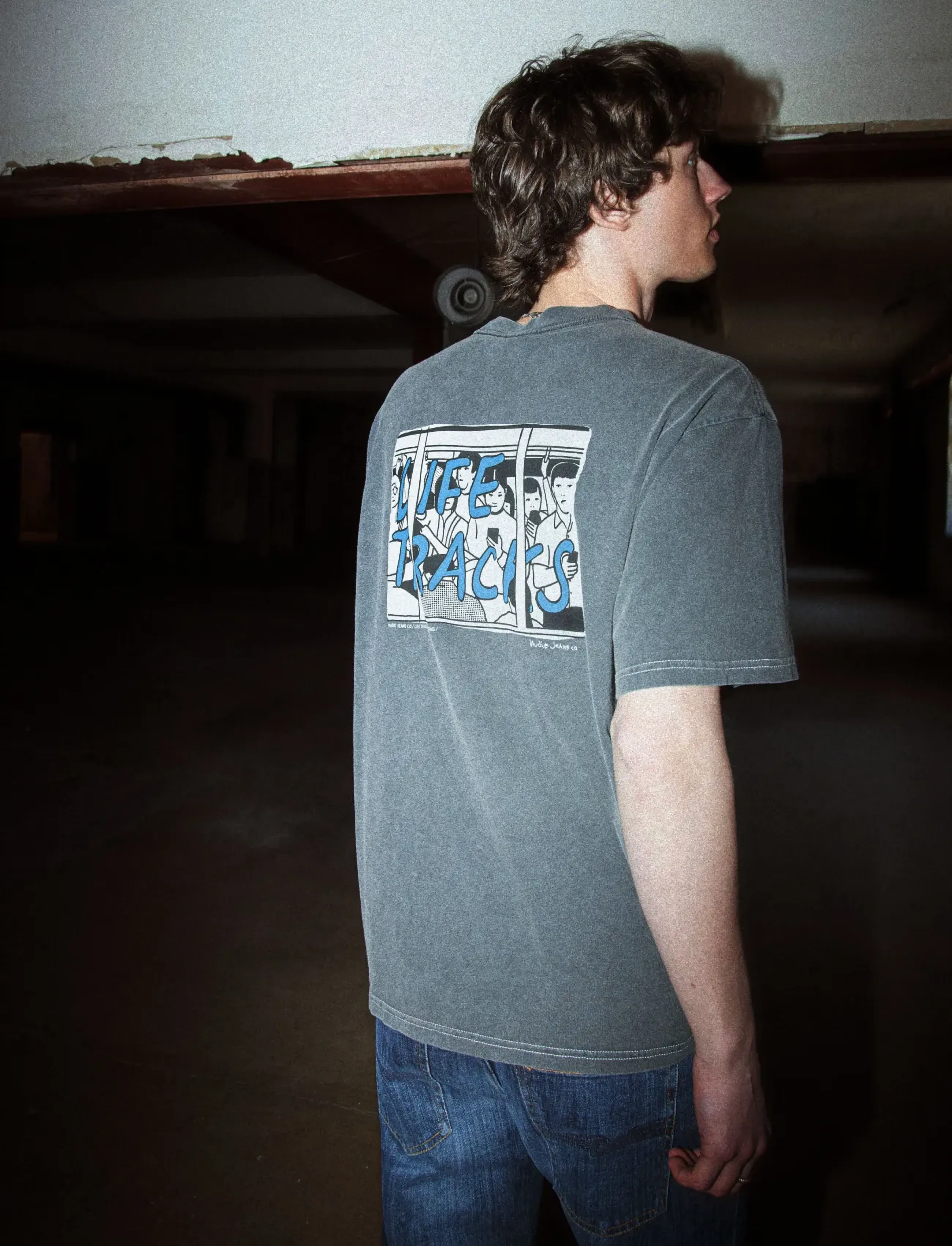 Nudie Jeans - Koffe T-Shirt LifeTracks III Antracite - antracite - 3