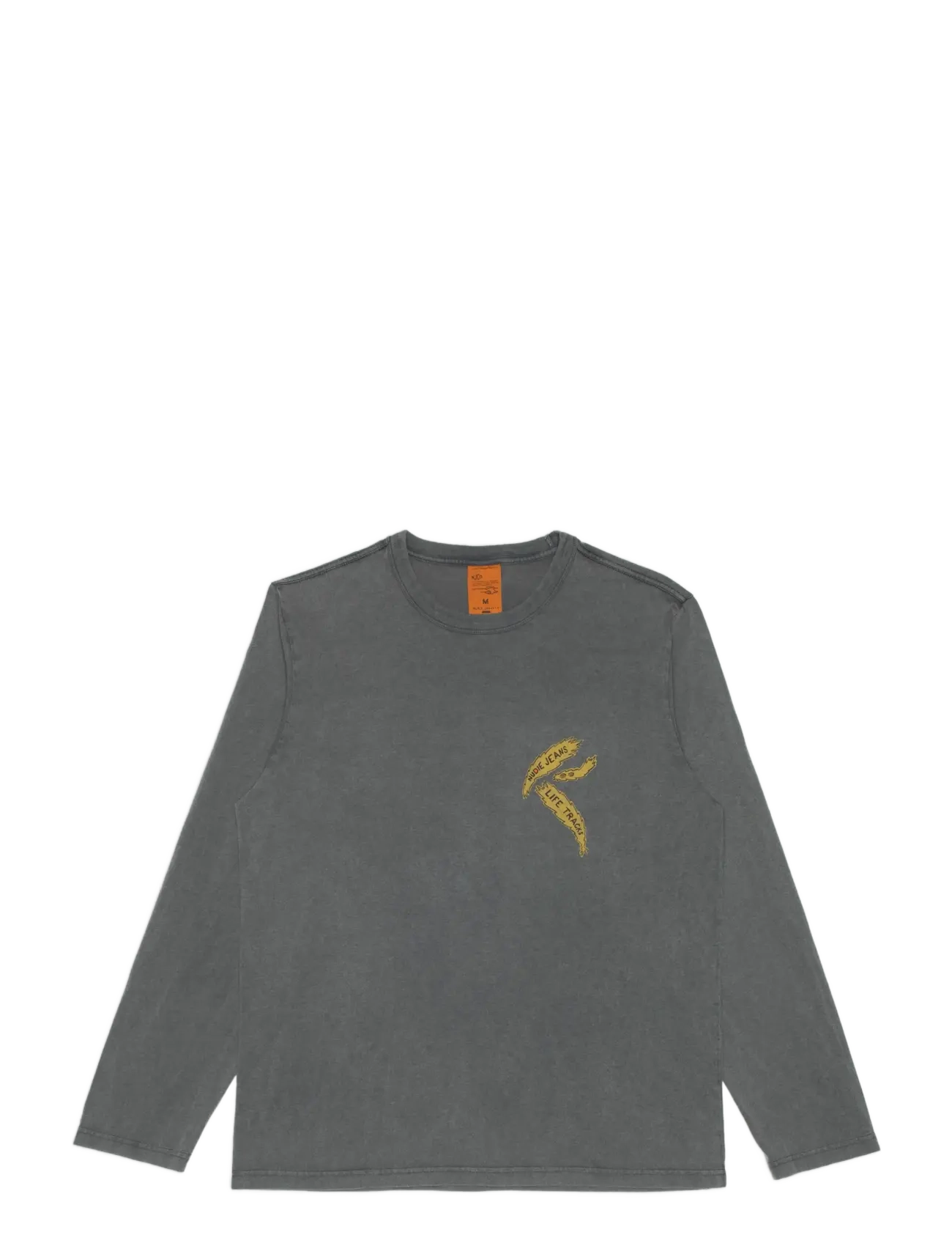 Nudie Jeans Rudi LS T-Shirt Life Tracks II Antracite - Clothing - ANTRACITE / grey
