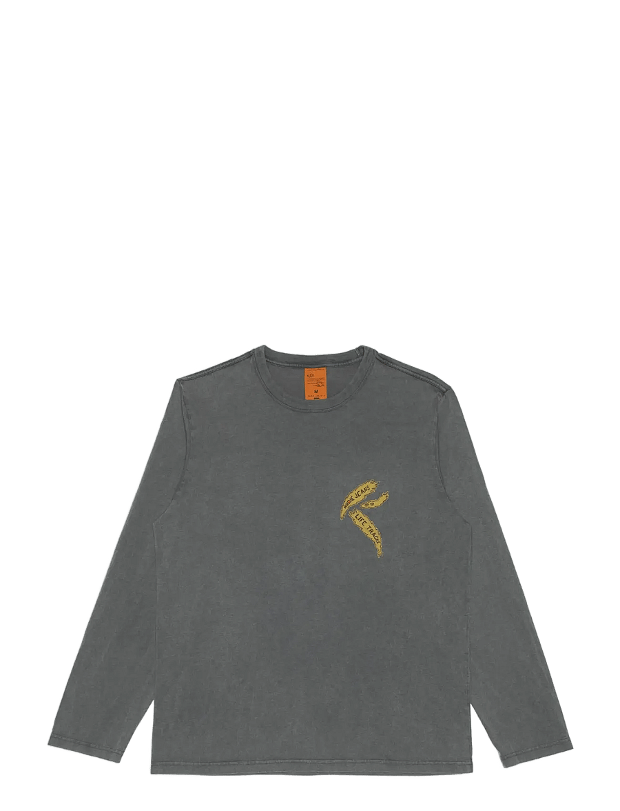 Nudie Jeans - Rudi LS T-Shirt Life Tracks II Antracite - langærmede t-shirts - antracite - 0