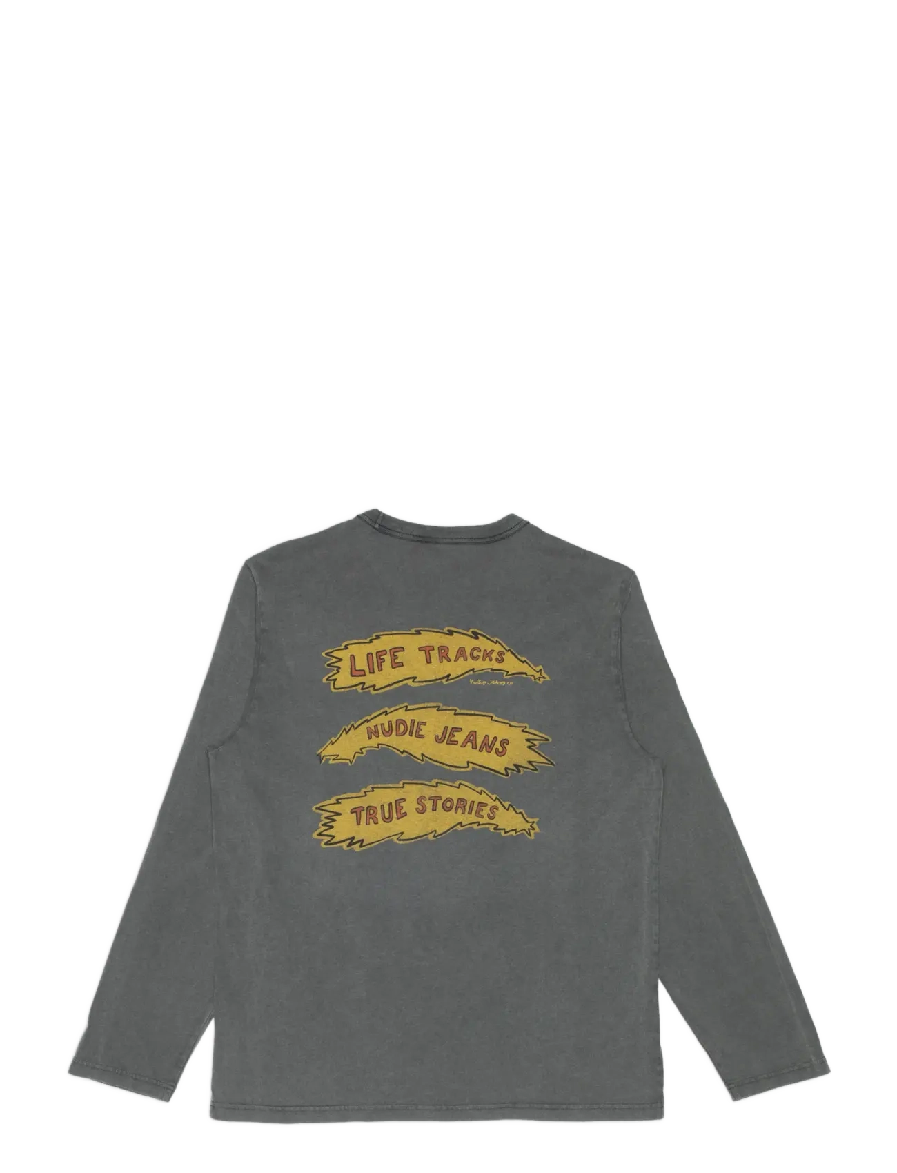 Nudie Jeans - Rudi LS T-Shirt Life Tracks II Antracite - antracite - 1