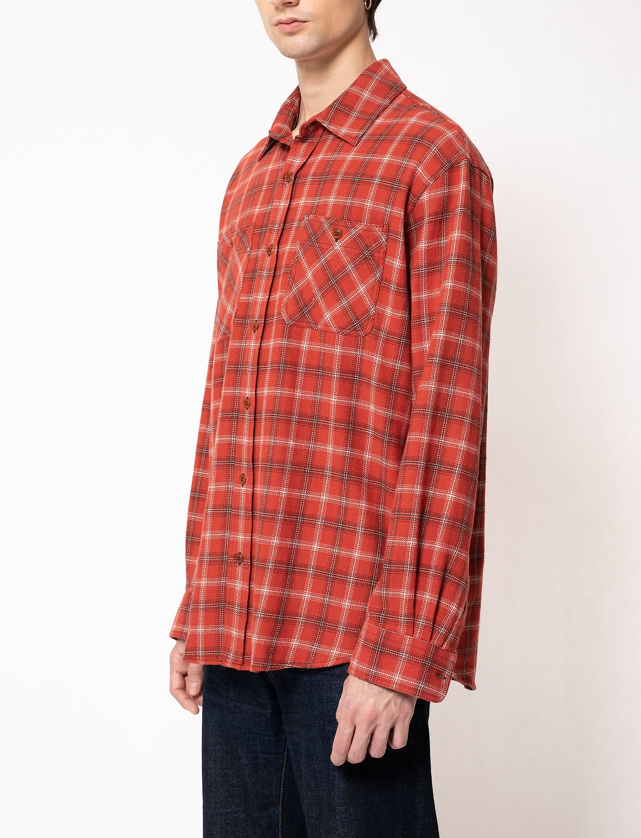 Nudie Jeans - Filip Flannel Lumber Check - poppy red - 3