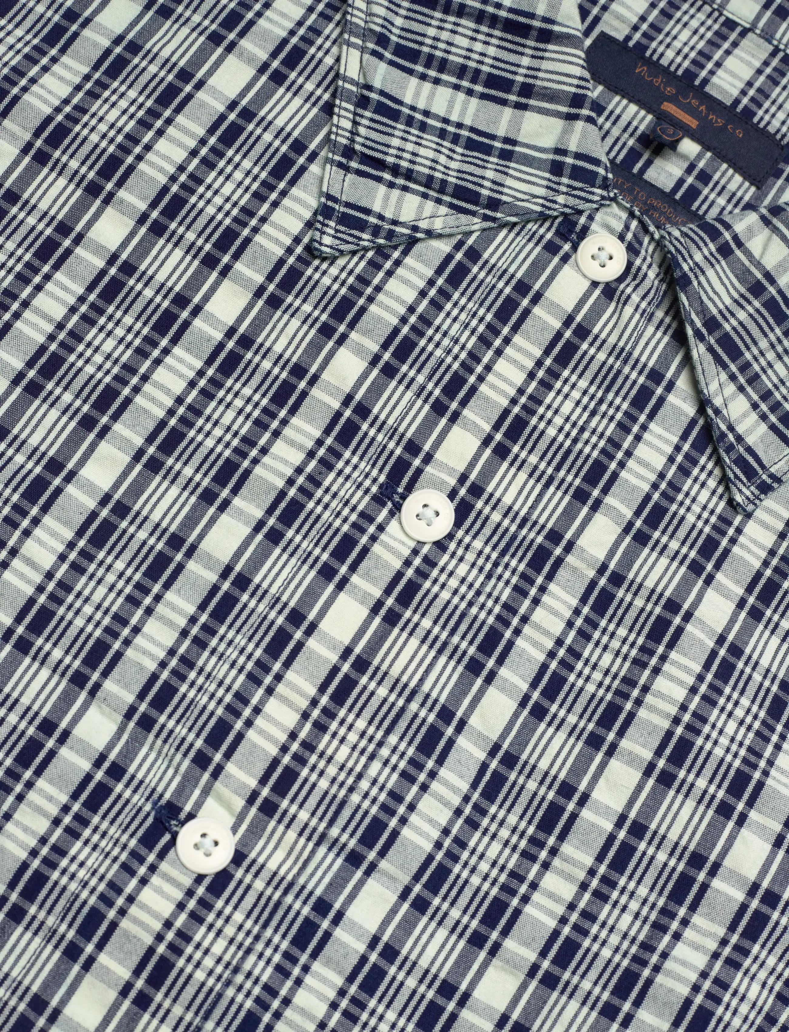 Nudie Jeans - Jutta Shirt Indigo Seersucker Blue/Offwhite - langärmlige hemden - blue/offwhite - 2