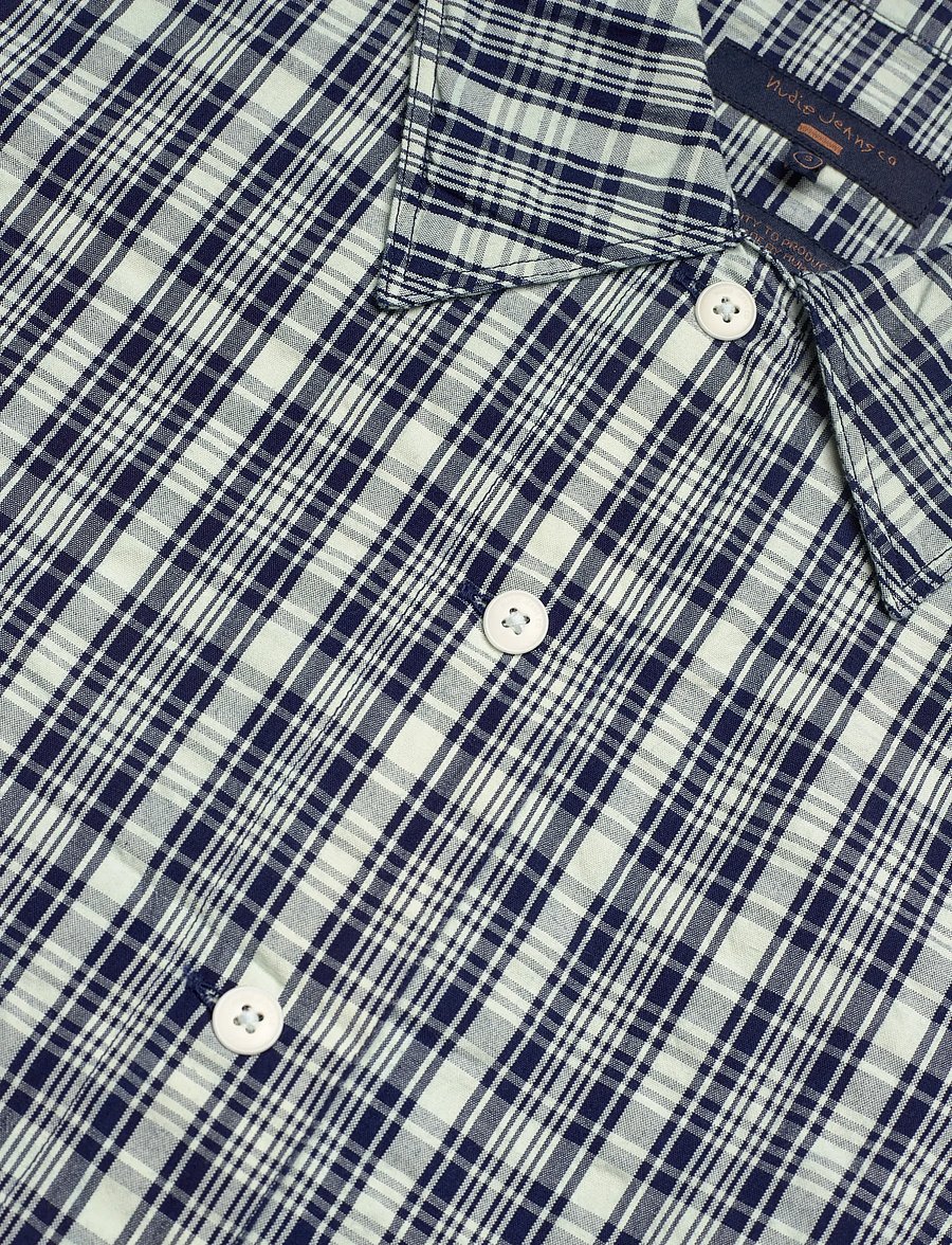 Nudie Jeans - Jutta Shirt Indigo Seersucker Blue/Offwhite - langärmlige hemden - blue/offwhite - 2