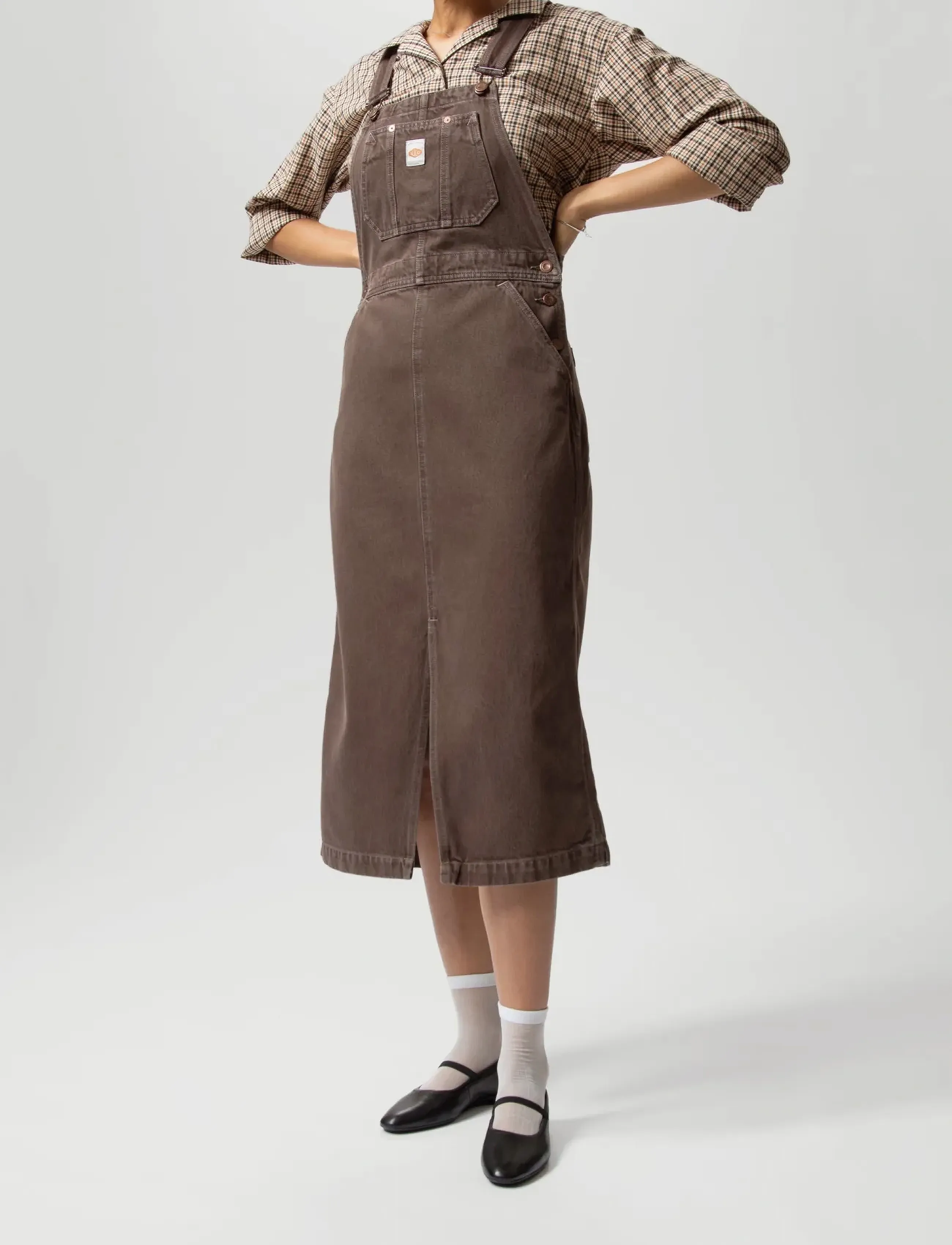 Nudie Jeans Inger Latzhosen Dress Espresso Brown, X S, Dresses, Braun - Short Dress, Frauen