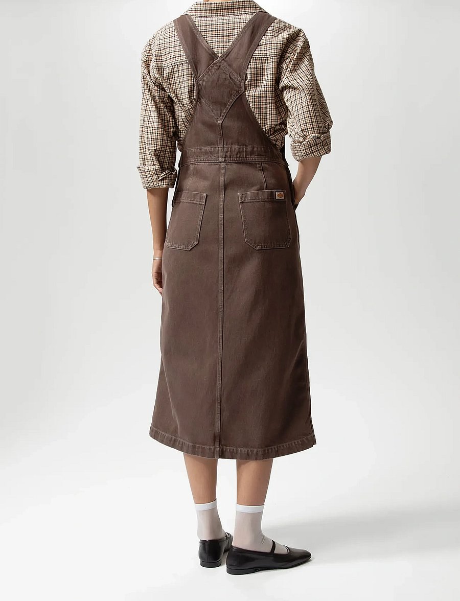 Nudie Jeans - Inger Dungarees Dress Espresso Brown - denimkjoler - brown - 3