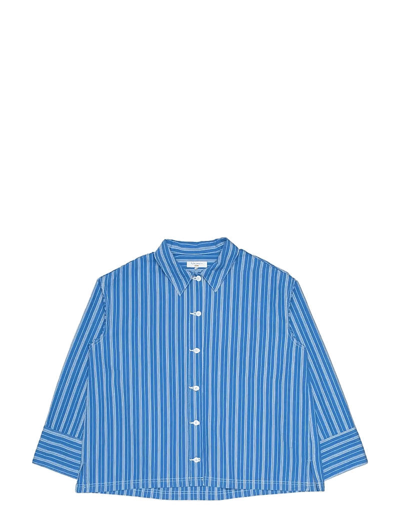 Nudie Jeans - Jutta Shirt Striped Blue/Offwhite - långärmade skjortor - blue/offwhite - 1