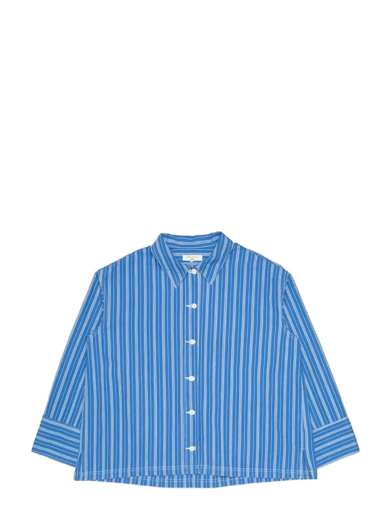 Nudie Jeans Jutta Shirt Striped Blue/Offwhite - Transitional Layering - BLUE/OFFWHITE / blue