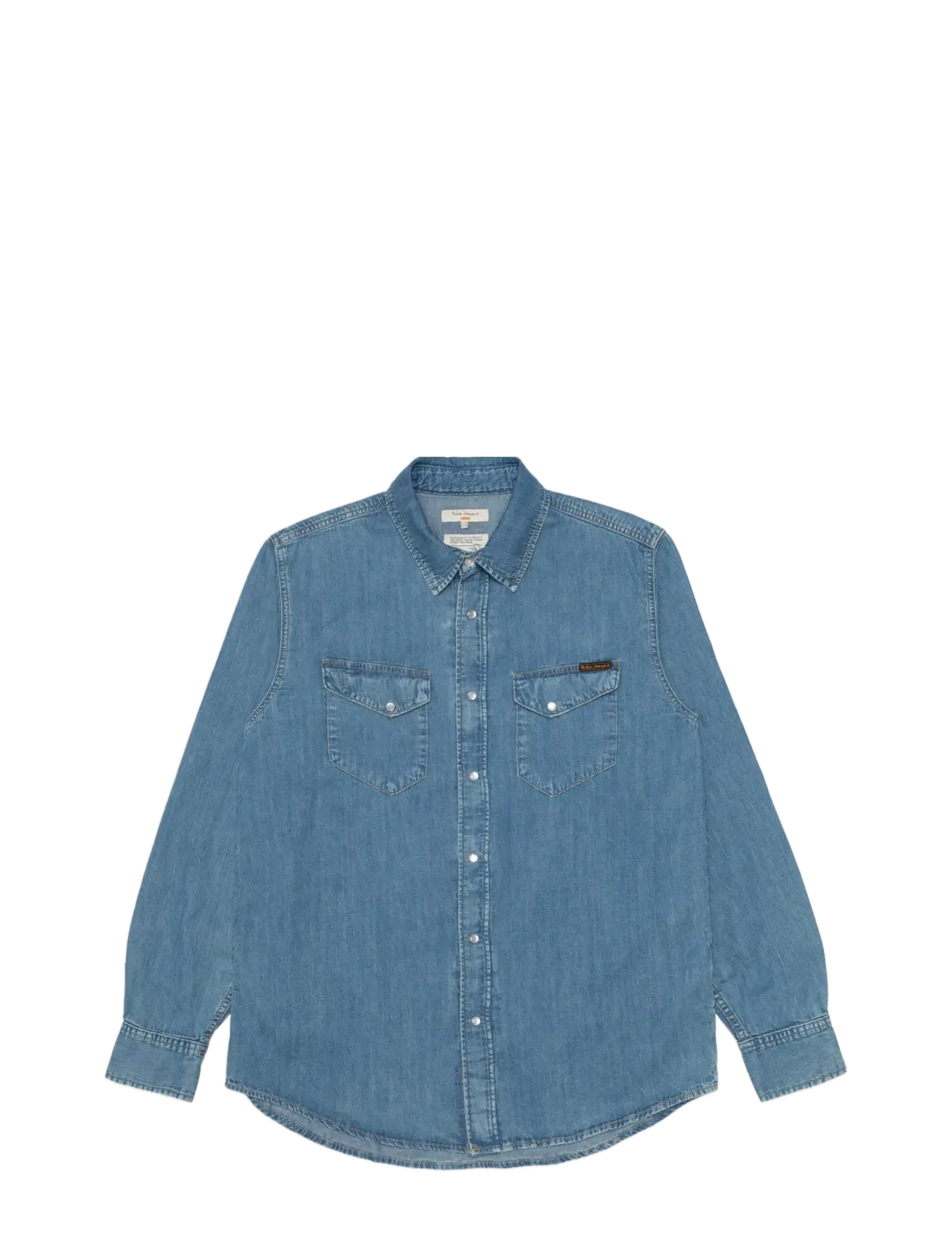 NUDIE JEANS Gunnar Hell Used Denim Shirt Hell Blau Blau -XS - Herren