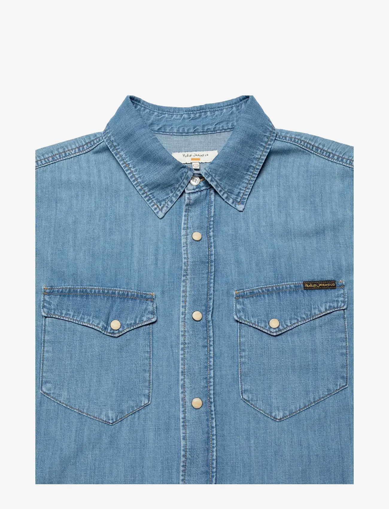 Nudie Jeans - Gunnar Light Used Denim Shirt Light Blue - basic skjortor - light blue - 2