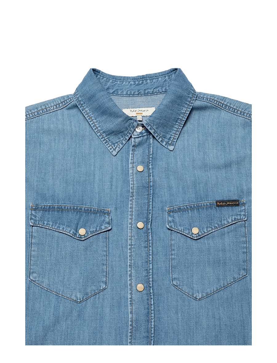 Nudie Jeans - Gunnar Light Used Denim Shirt Light Blue - jeanshemden - light blue - 2