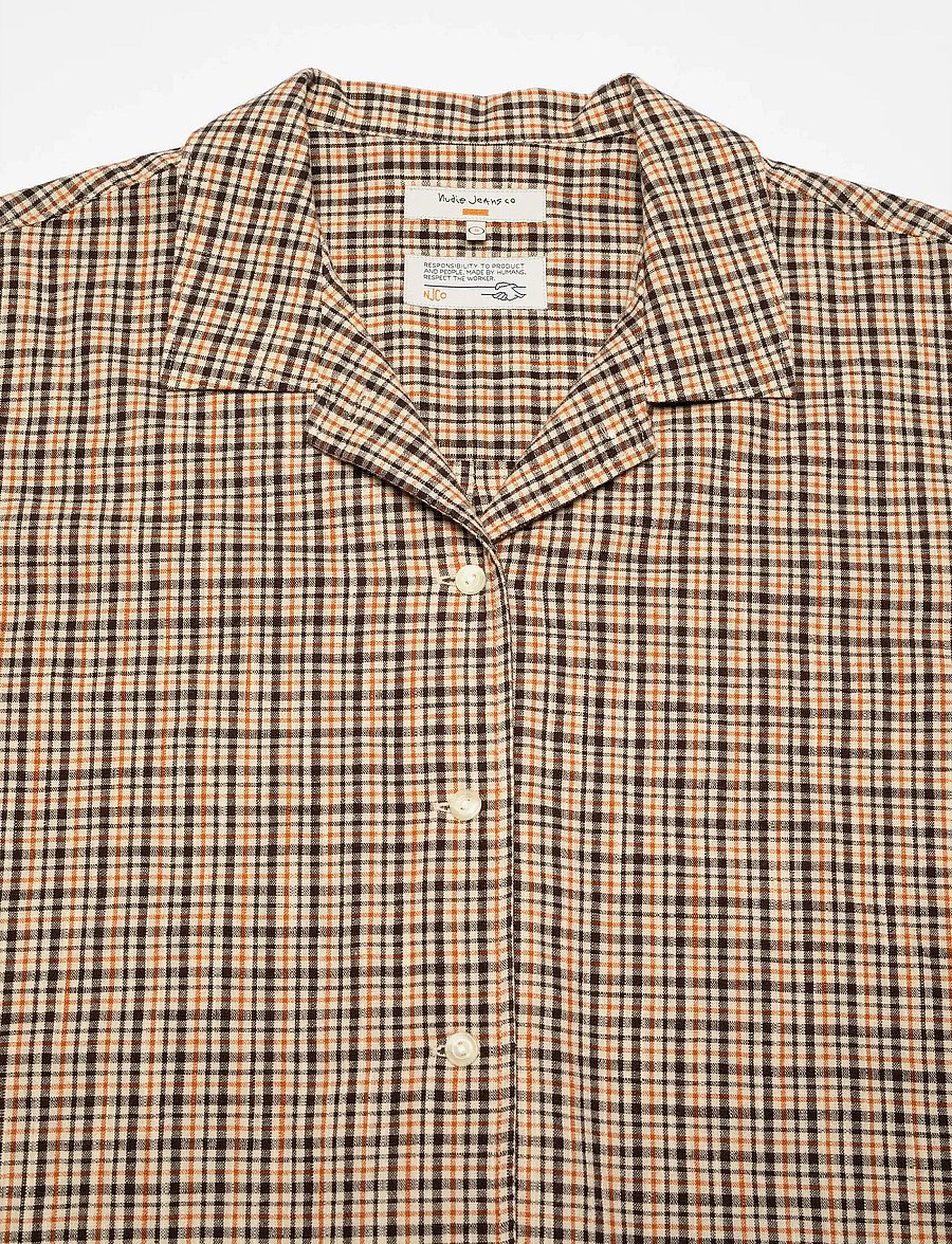Nudie Jeans - Juni Checked Shirt - langärmlige hemden - brown - 3