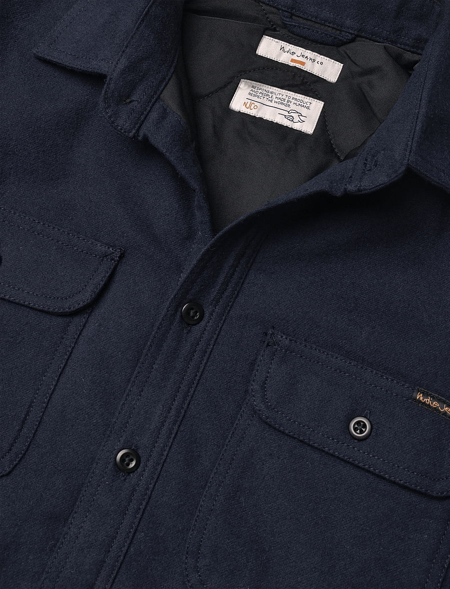 Nudie Jeans - Glenn Padded Shirt Flannel Blueberry - basic-hemden - blueberry - 2