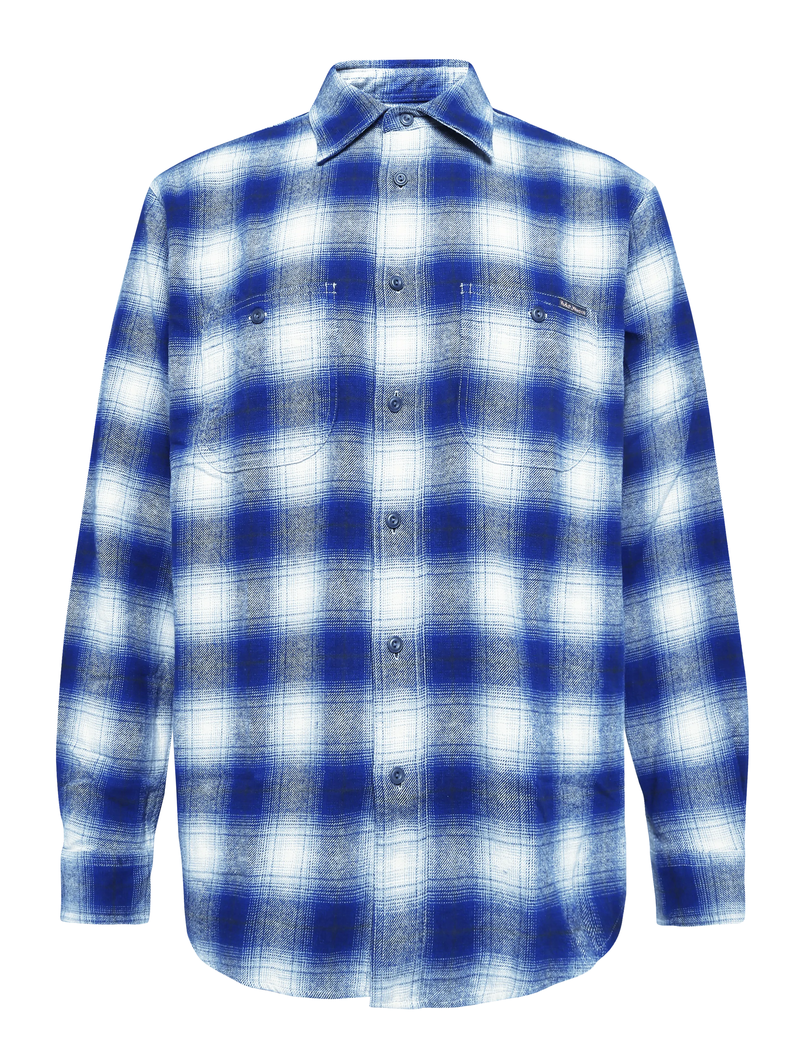 Nudie Jeans Julian Worker Shirt Checked Blau, Herren, Kariertes Arbeitshemd, Blau, Gr.L