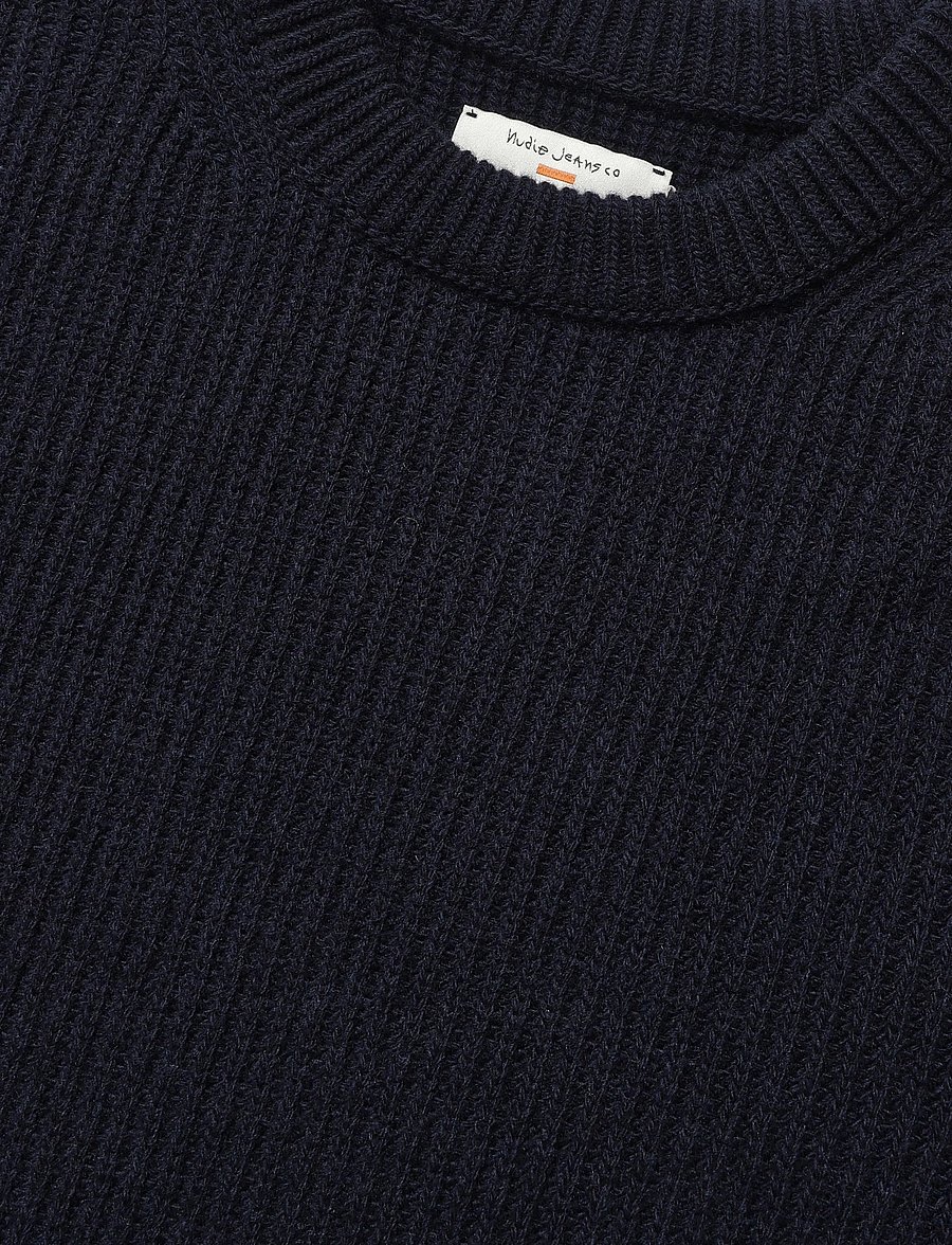 Nudie Jeans - August Rib Wool Sweater Navy - rundhals - navy - 5