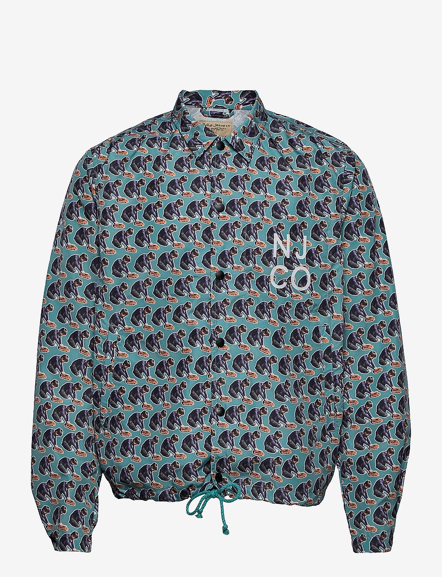 Nudie Jeans - Josef Coach Jkt Logo Boy - frühlingsjacken - turquoise - 0